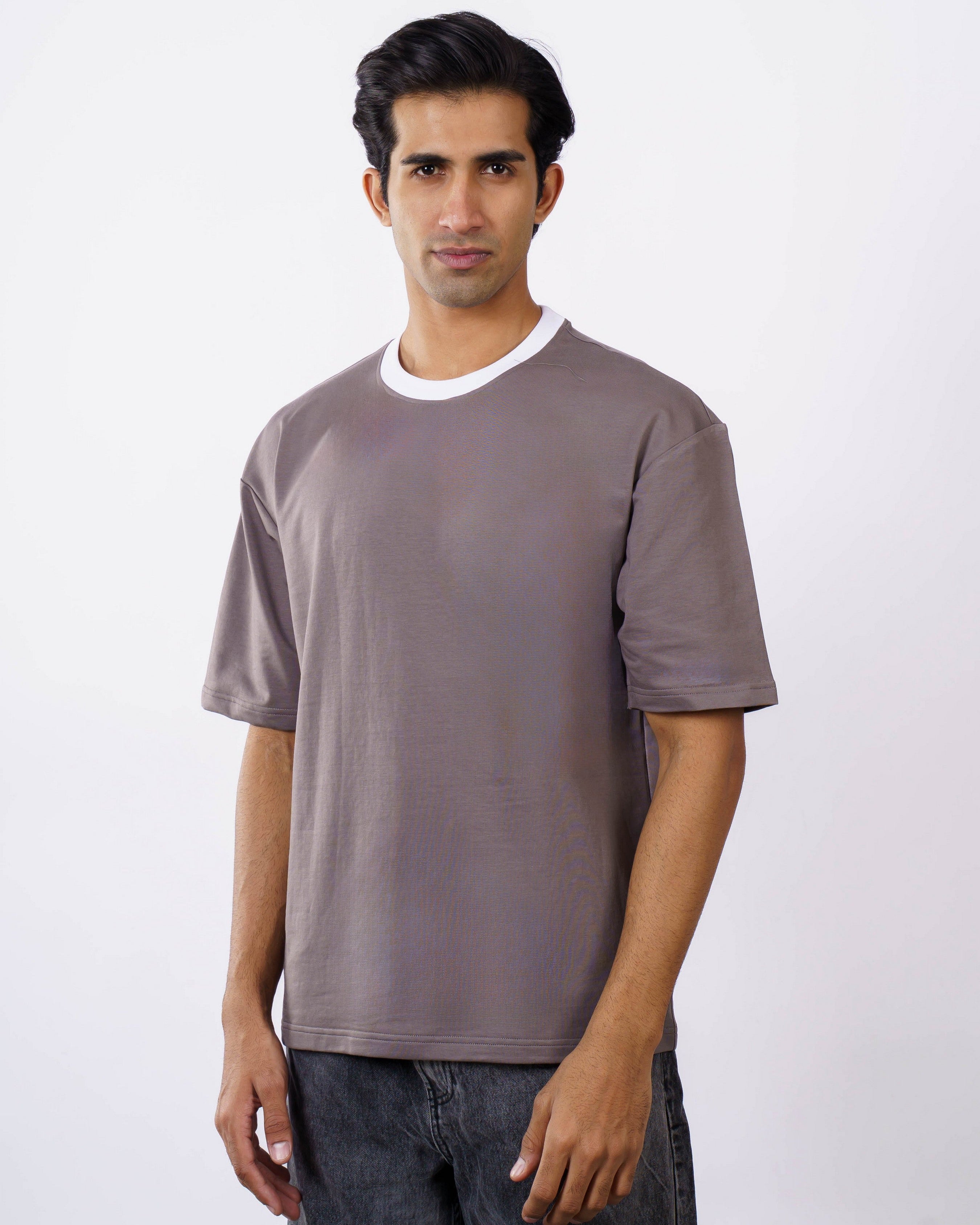 Oversized T-Shirt for Men | 240 GSM Cotton Terry Lycra | Dark Onion