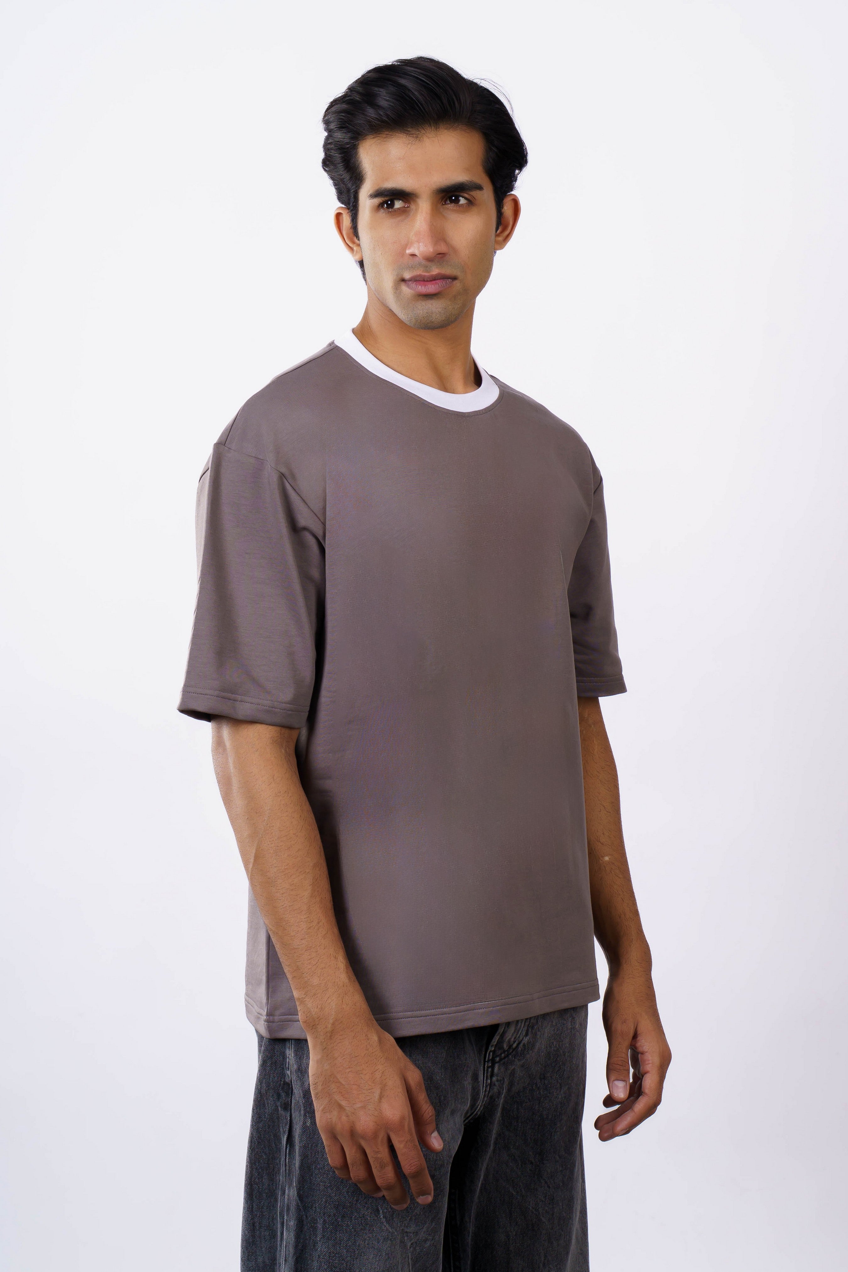 Oversized T-Shirt for Men | 240 GSM Cotton Terry Lycra | Dark Onion