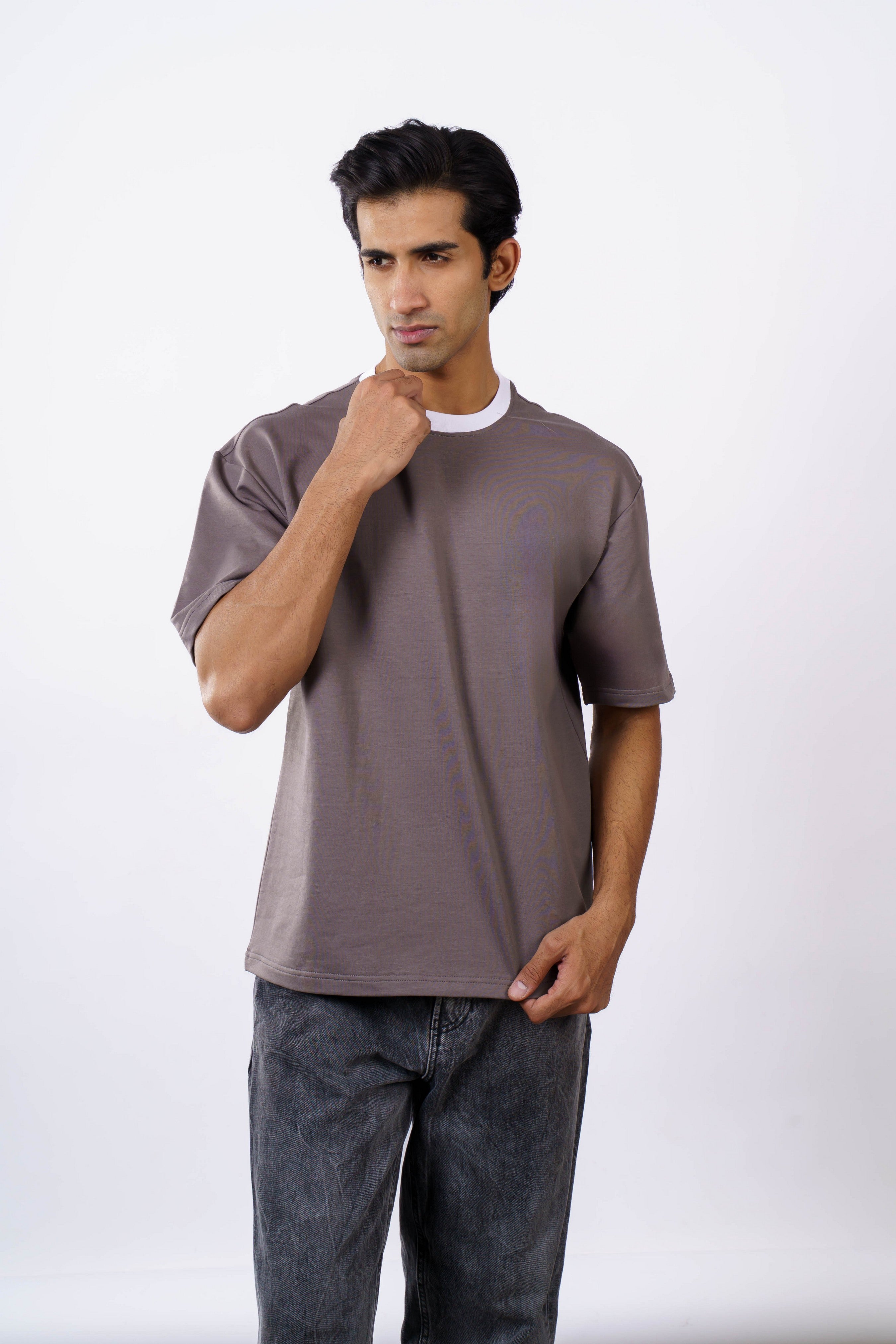 Oversized T-Shirt for Men | 240 GSM Cotton Terry Lycra | Dark Onion