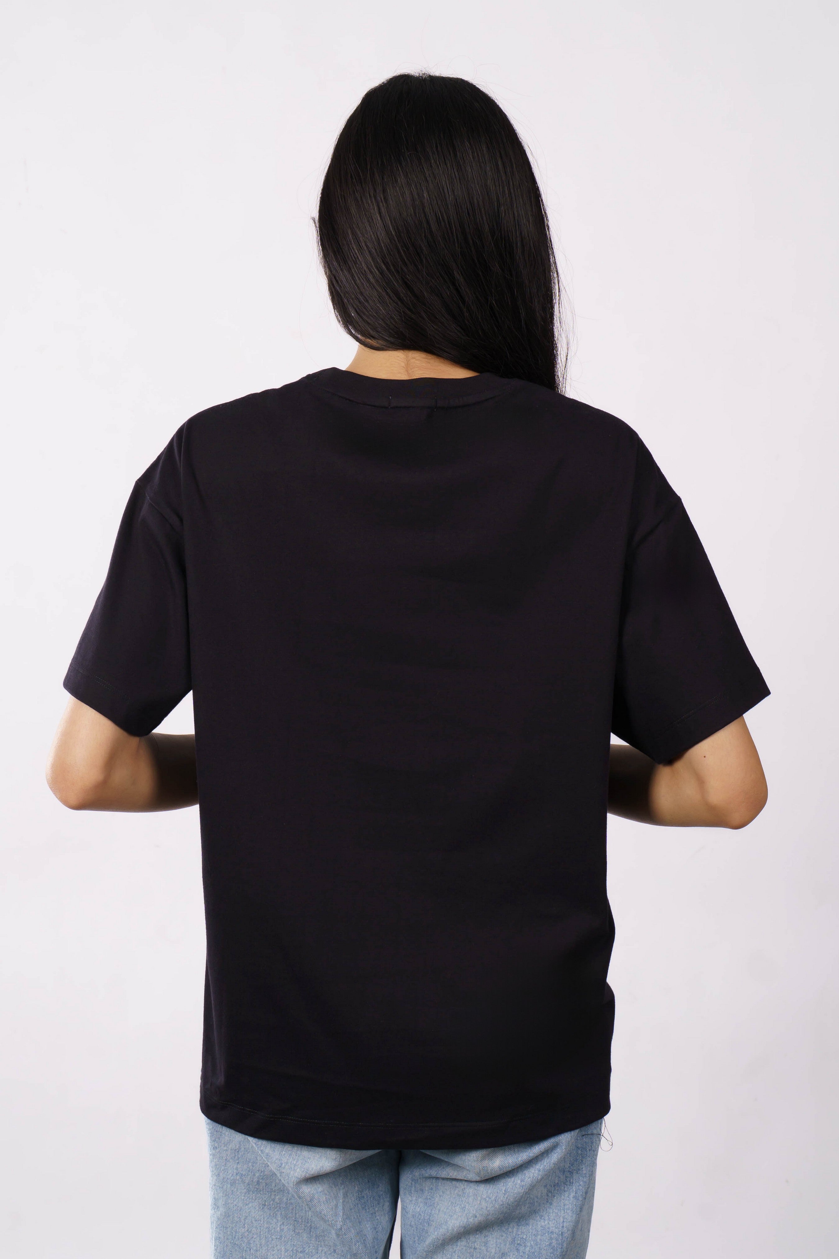 Oversized fit Tshirt for Women | Plain Black Premium Cotton Sinker 230 GSM