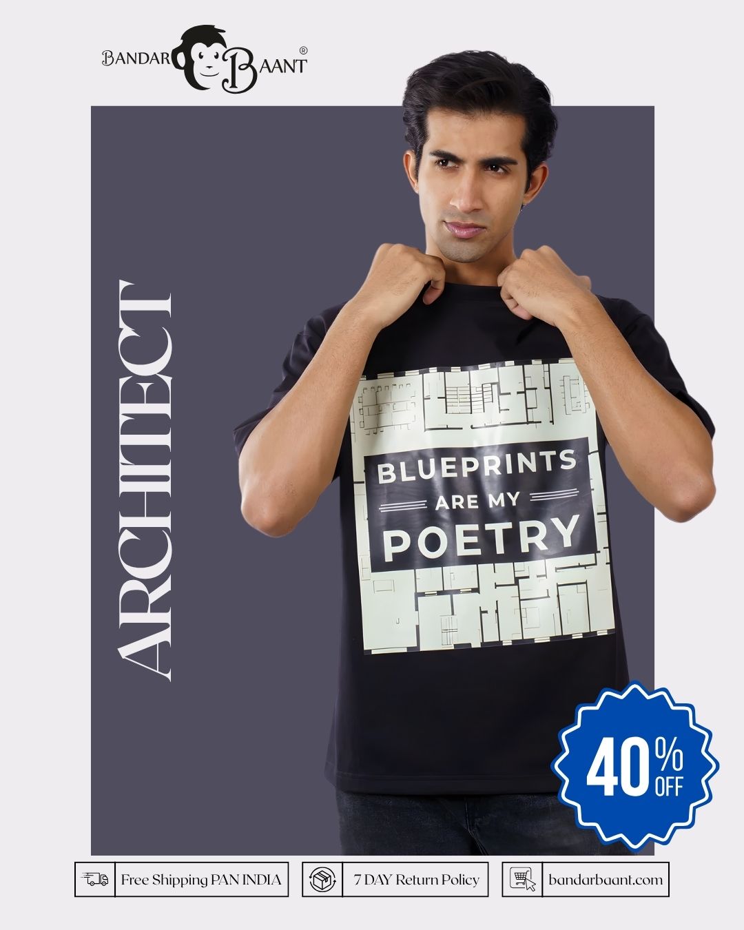 Architect | Blueprints are my poetry | Oversized fit Tshirt