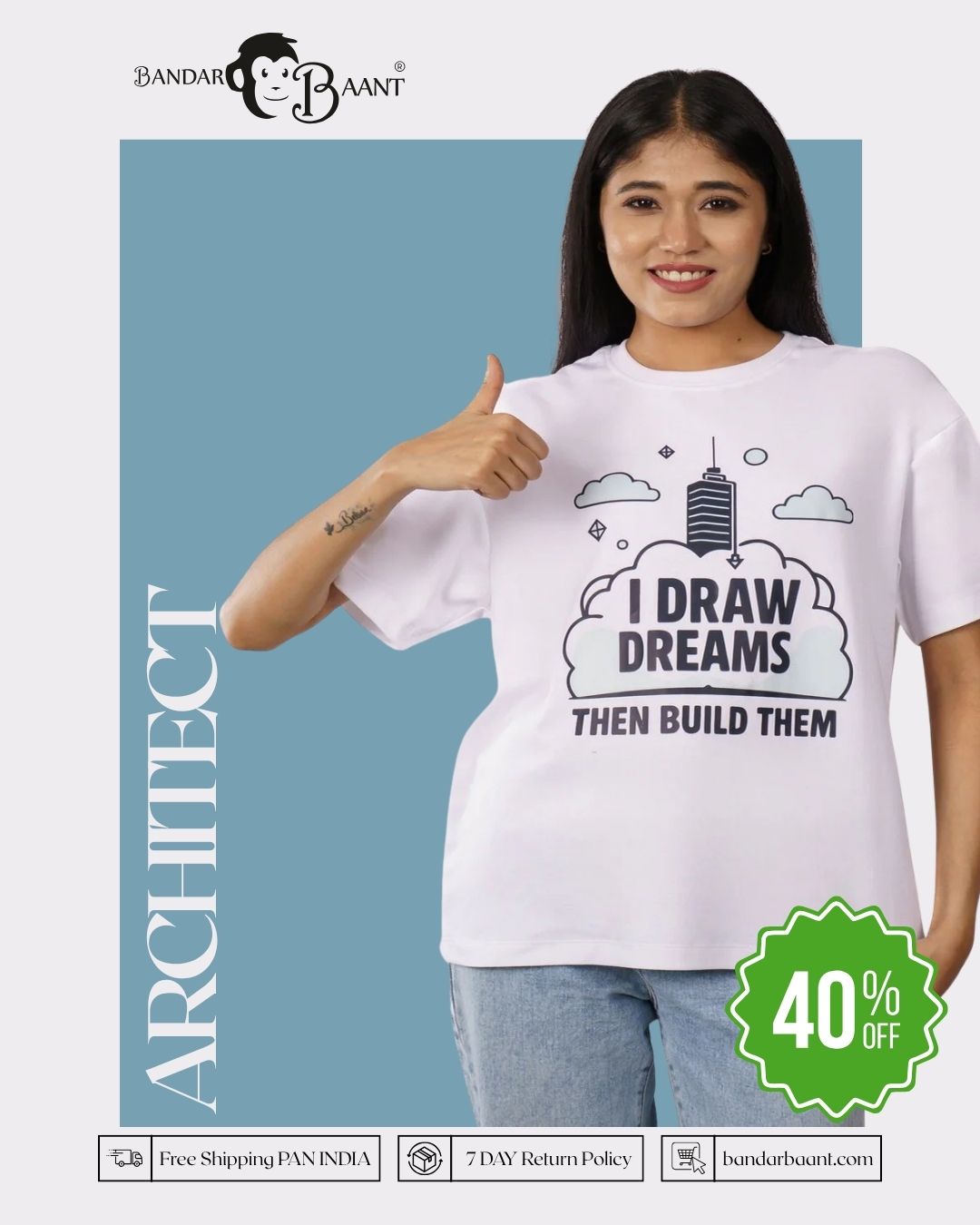 Architect | I draw dreams. Then build them | Oversized fit Tshirt