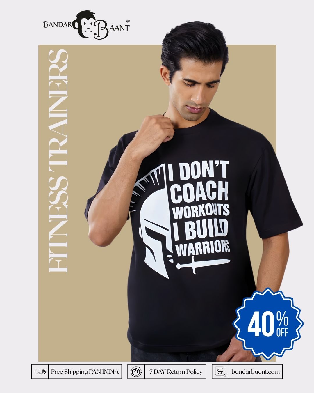 Fitness Trainers | I don’t coach workouts-I build warriors | Oversized fit Tshirt
