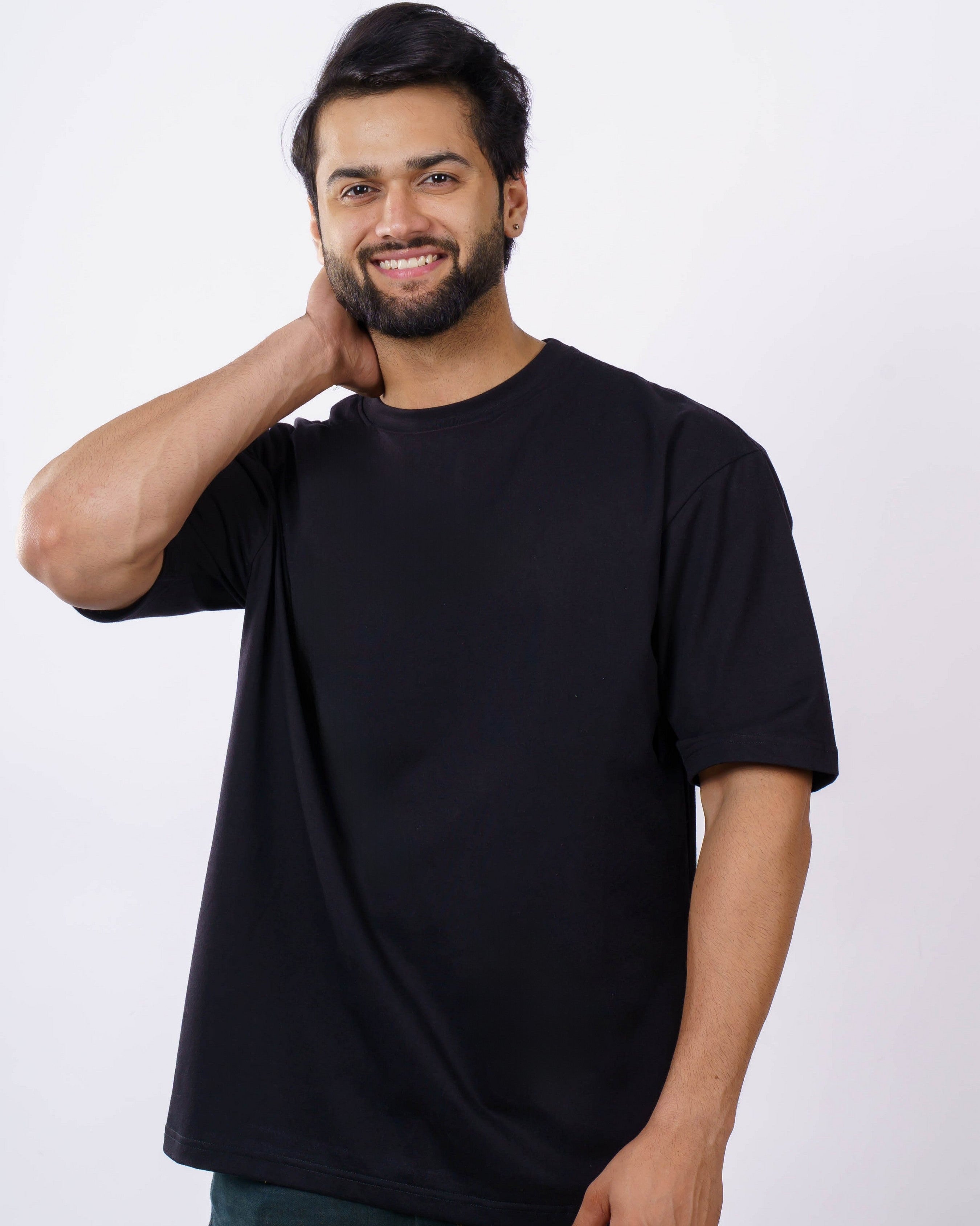 Oversized fit Tshirt for Men | Plain Premium Cotton Sinker 230 GSM Black