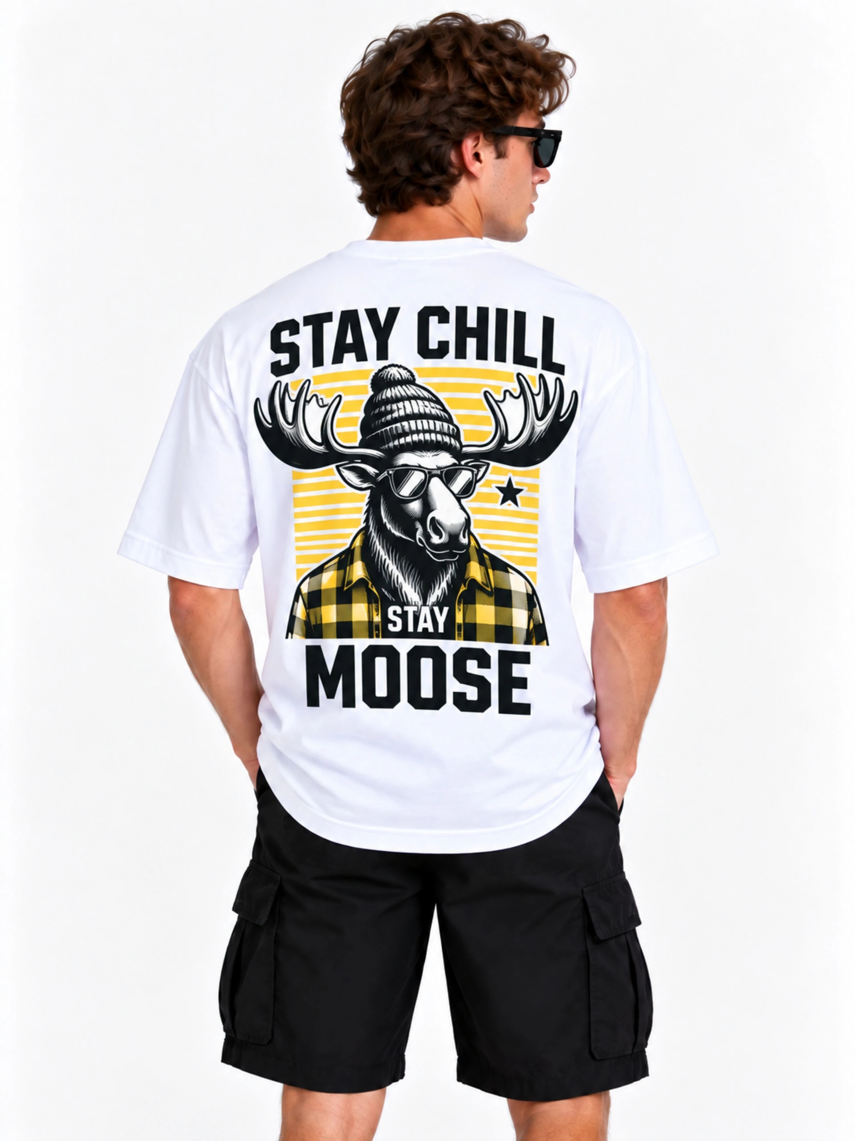 Animal Souls & Pet Life | Stay chill, stay moose | MOOSE | Oversized T-shirt For Men