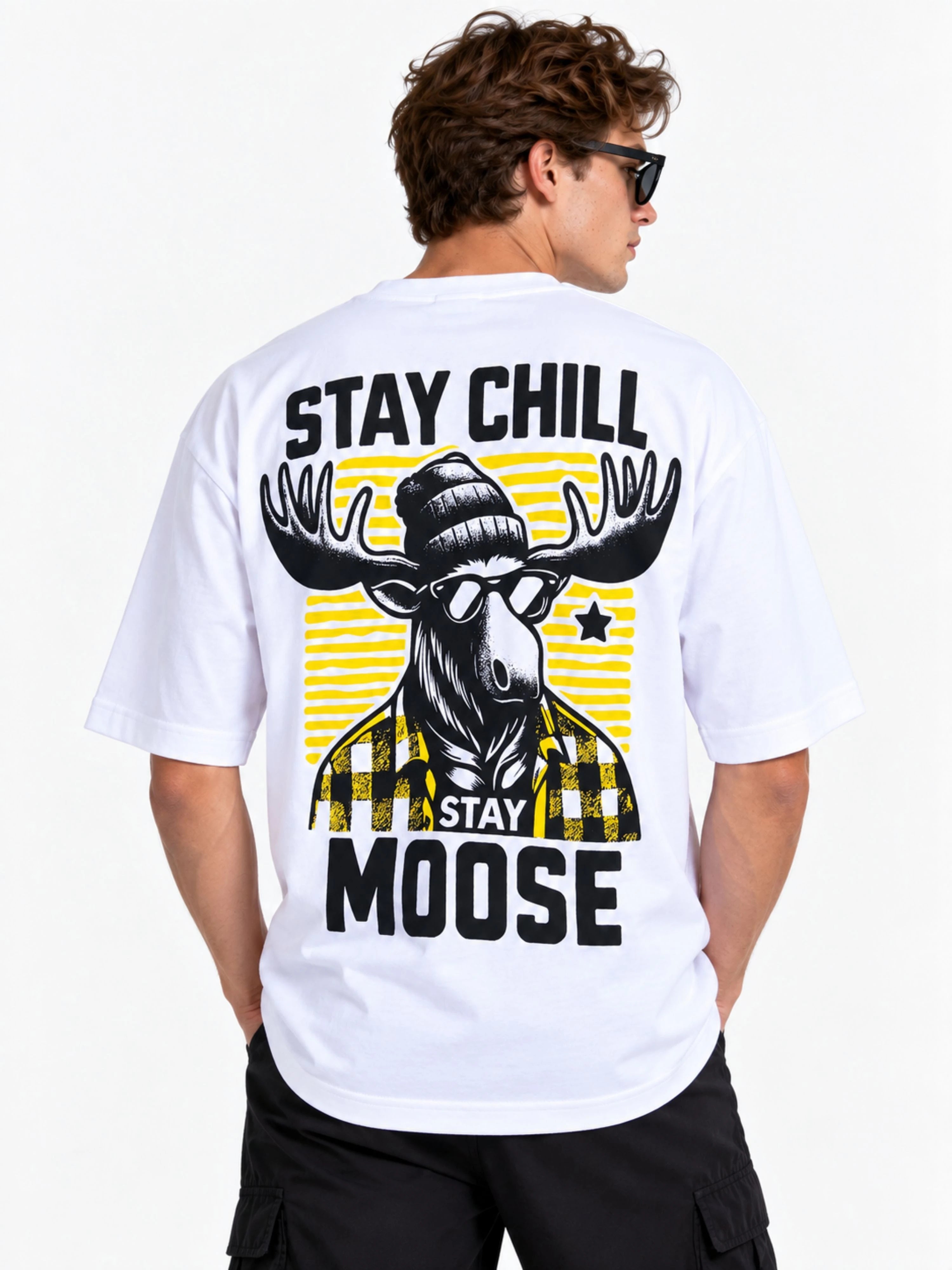 Animal Souls & Pet Life | Stay chill, stay moose | MOOSE | Oversized T-shirt For Men