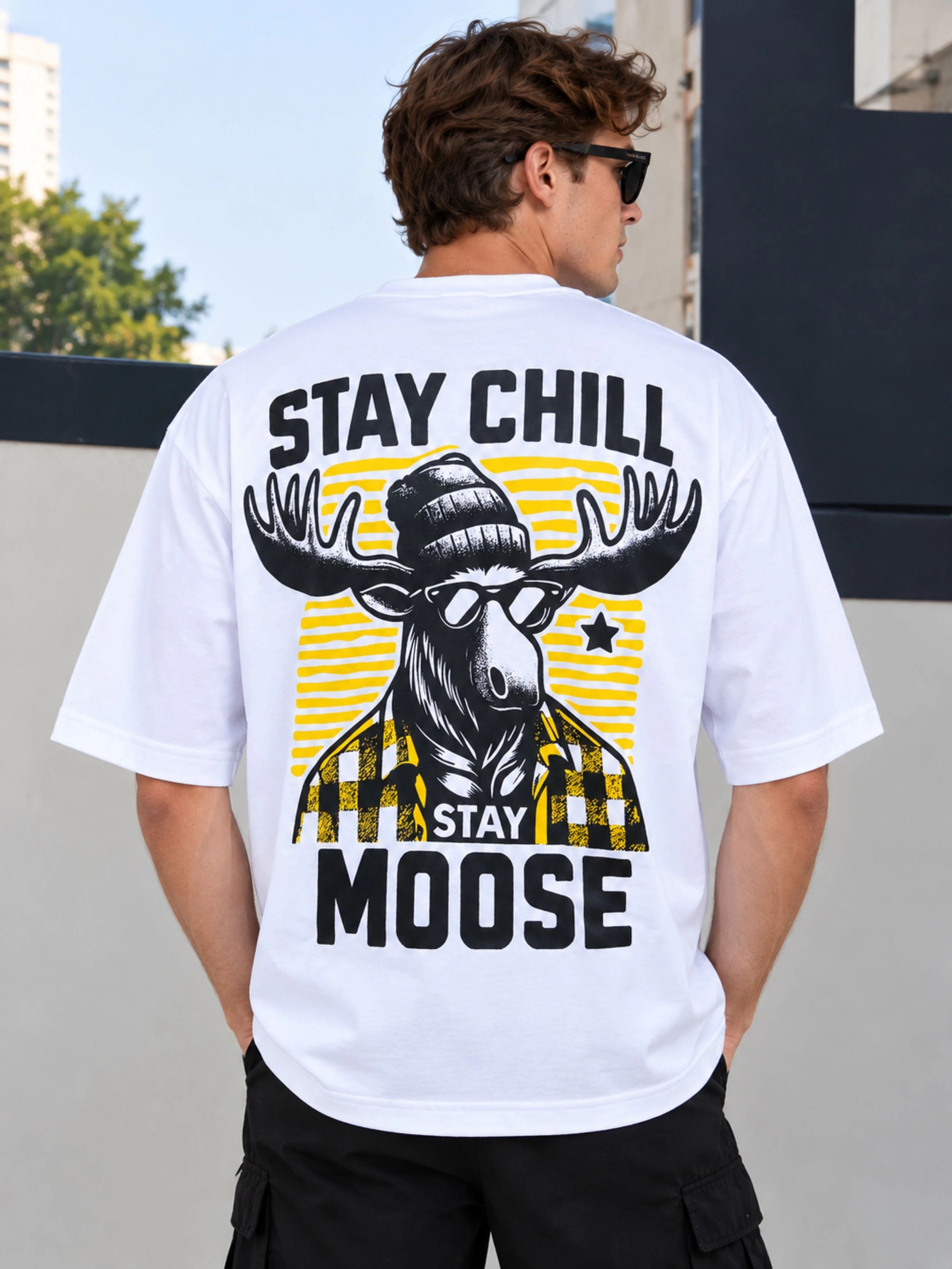 Animal Souls & Pet Life | Stay chill, stay moose | MOOSE | Oversized T-shirt For Men