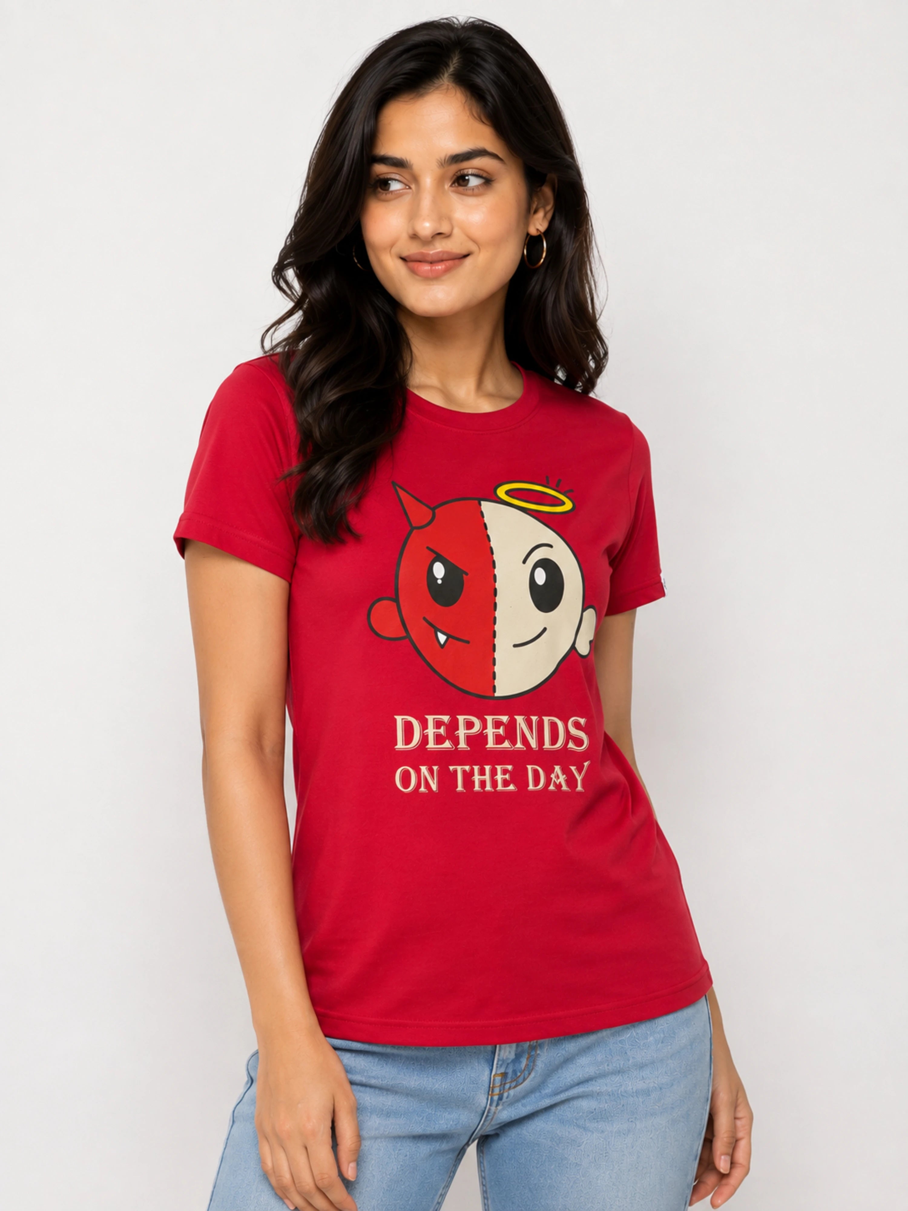 Mood & Personality | Depends On the Day | Regular Fit T-Shirt for Women