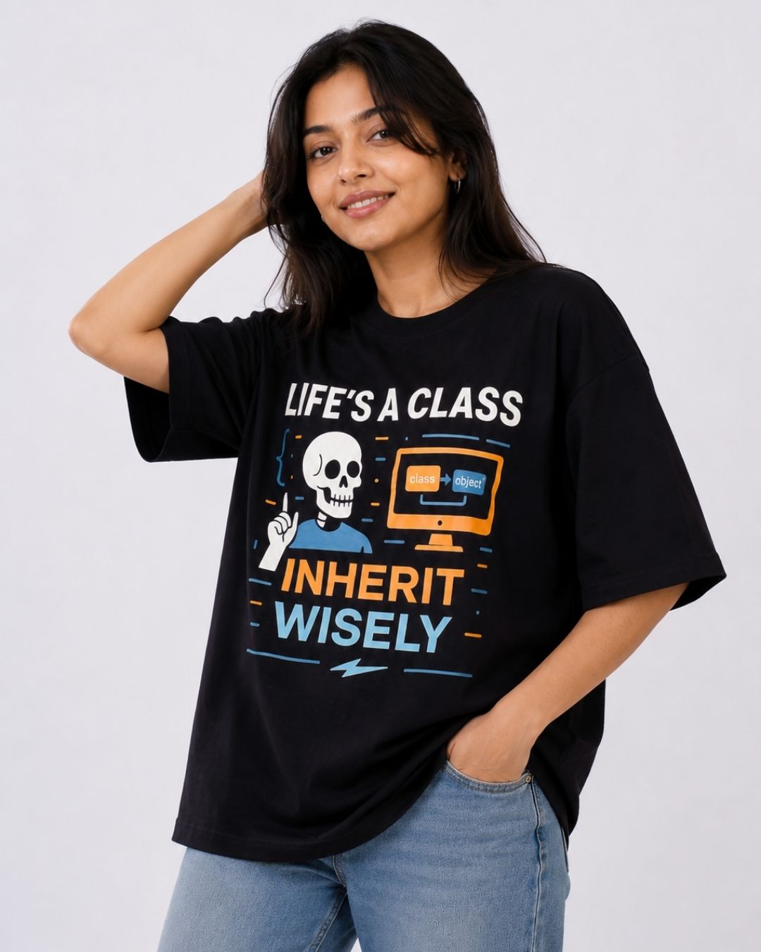 Software Engineer | Life's A Class. Inherit Wisely | Oversized Funky T Shirt For Women