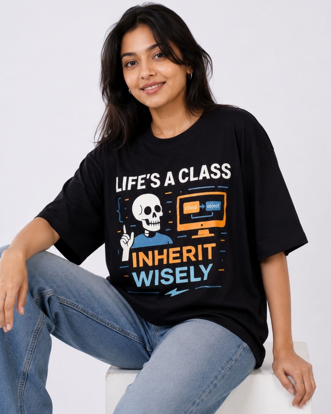Software Engineer | Life's A Class. Inherit Wisely | Oversized Funky T Shirt For Women