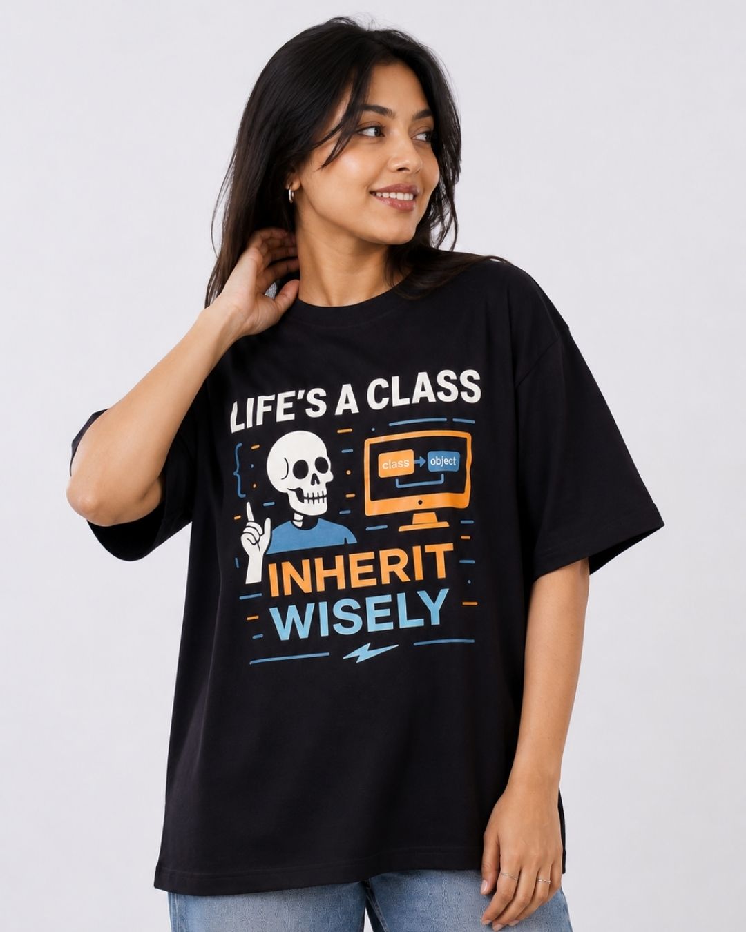 Software Engineer | Life's A Class. Inherit Wisely | Oversized Funky T Shirt For Women