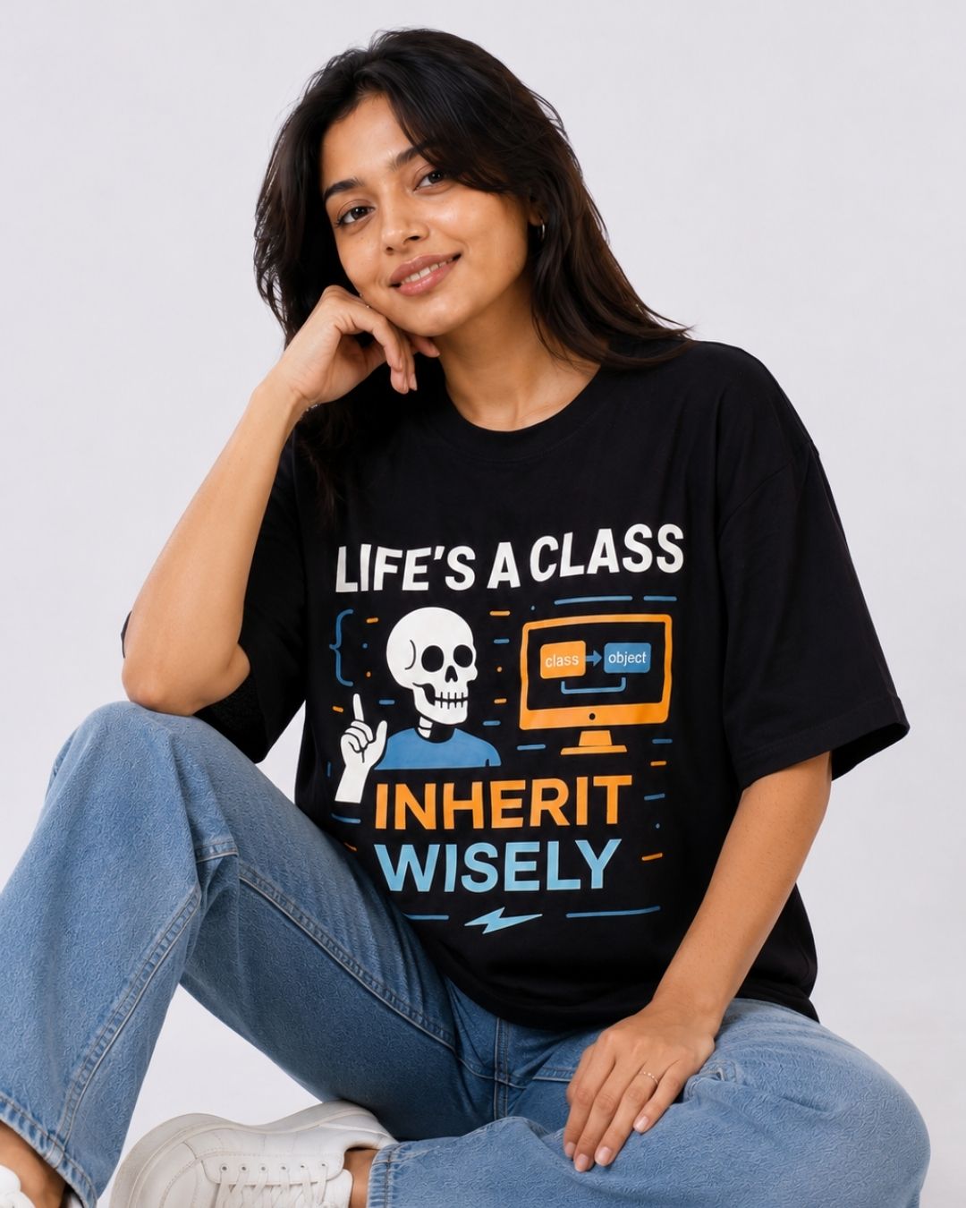 Software Engineer | Life's A Class. Inherit Wisely | Oversized Funky T Shirt For Women
