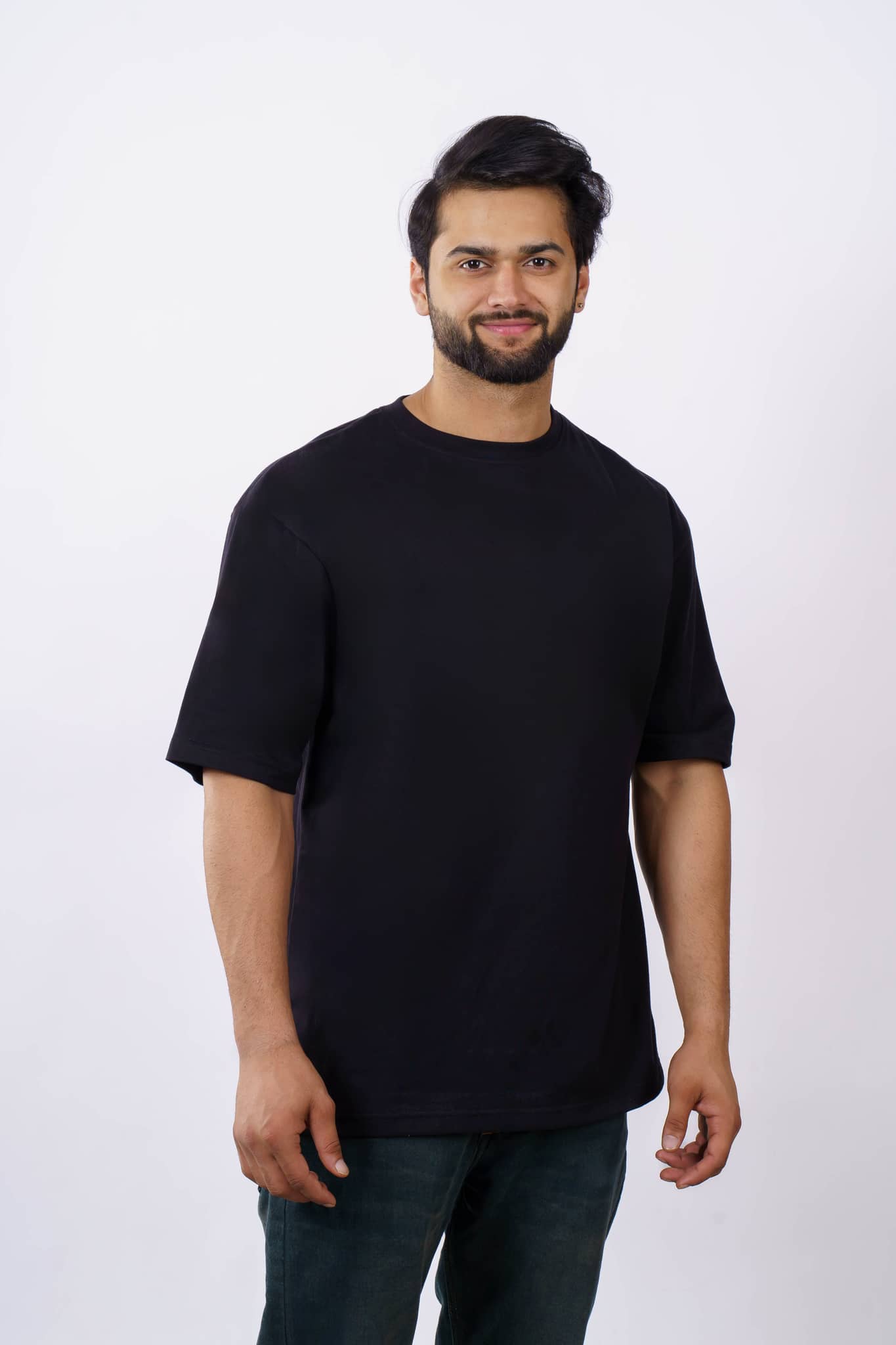 Premium Black Oversized T-Shirt for Men | 230 GSM Plain Cotton Sinker