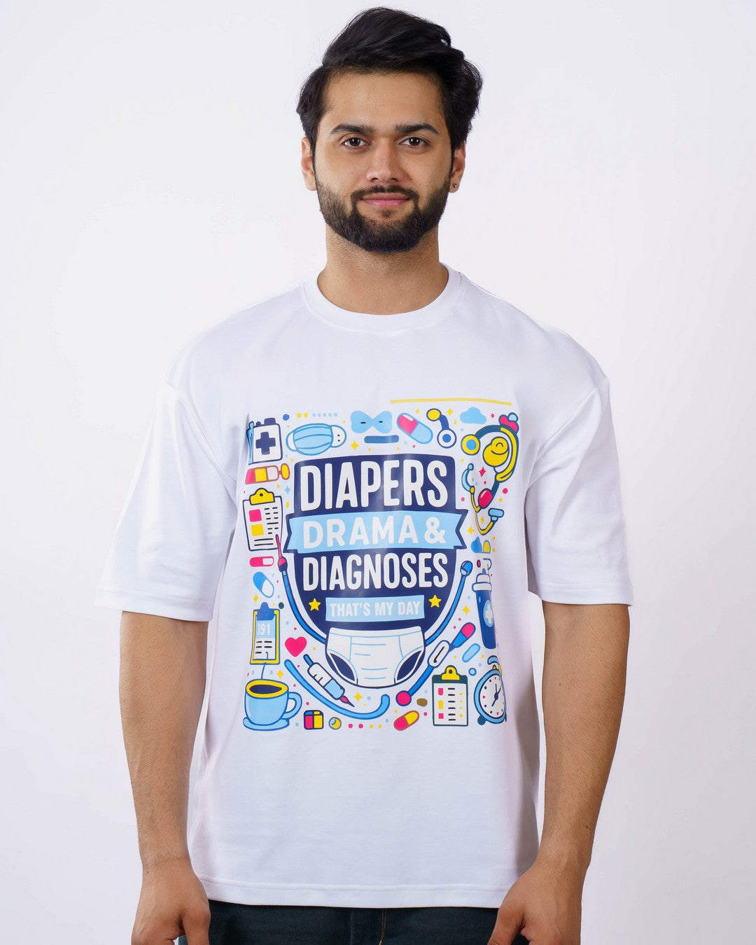 Paediatrician | Diapers, Drama & Diagnoses - That’s My Day | Oversized fit Tshirt