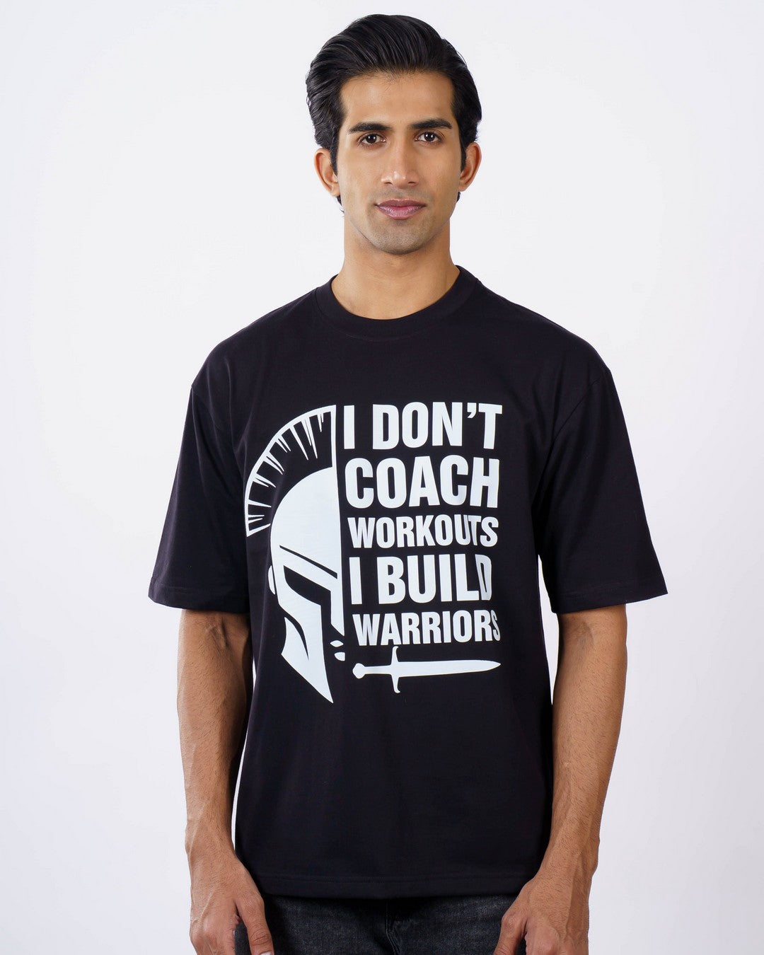 Fitness Trainers | I don’t coach workouts-I build warriors | Oversized fit Tshirt