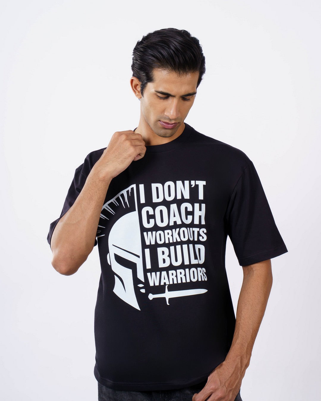 Fitness Trainers | I don’t coach workouts-I build warriors | Oversized fit Tshirt