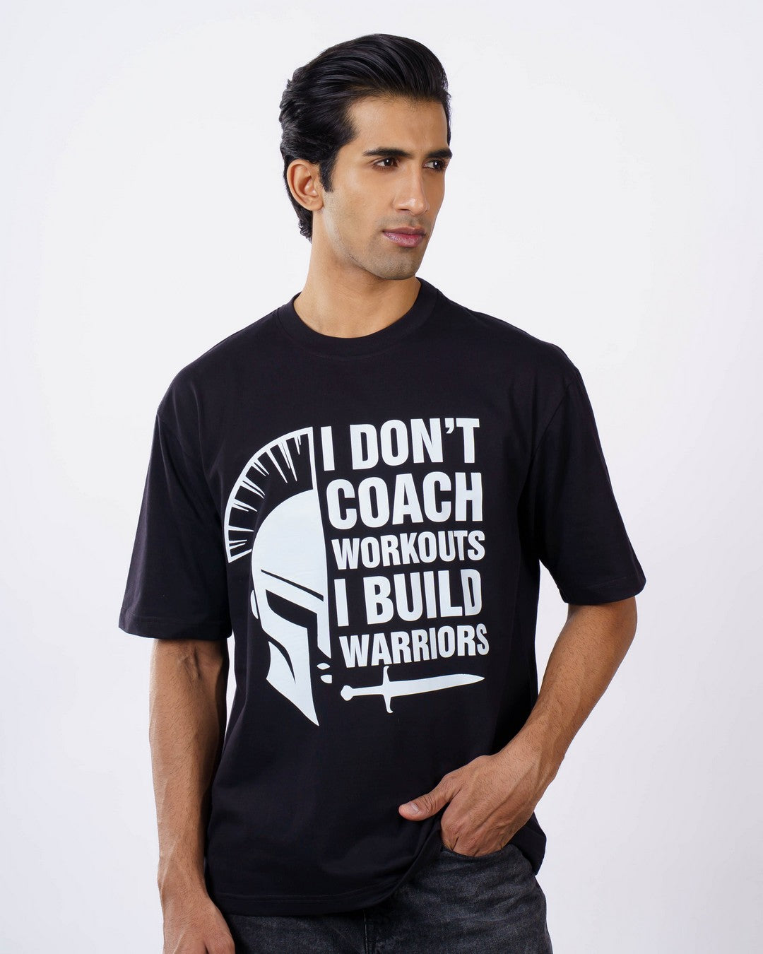 Fitness Trainers | I don’t coach workouts-I build warriors | Oversized fit Tshirt