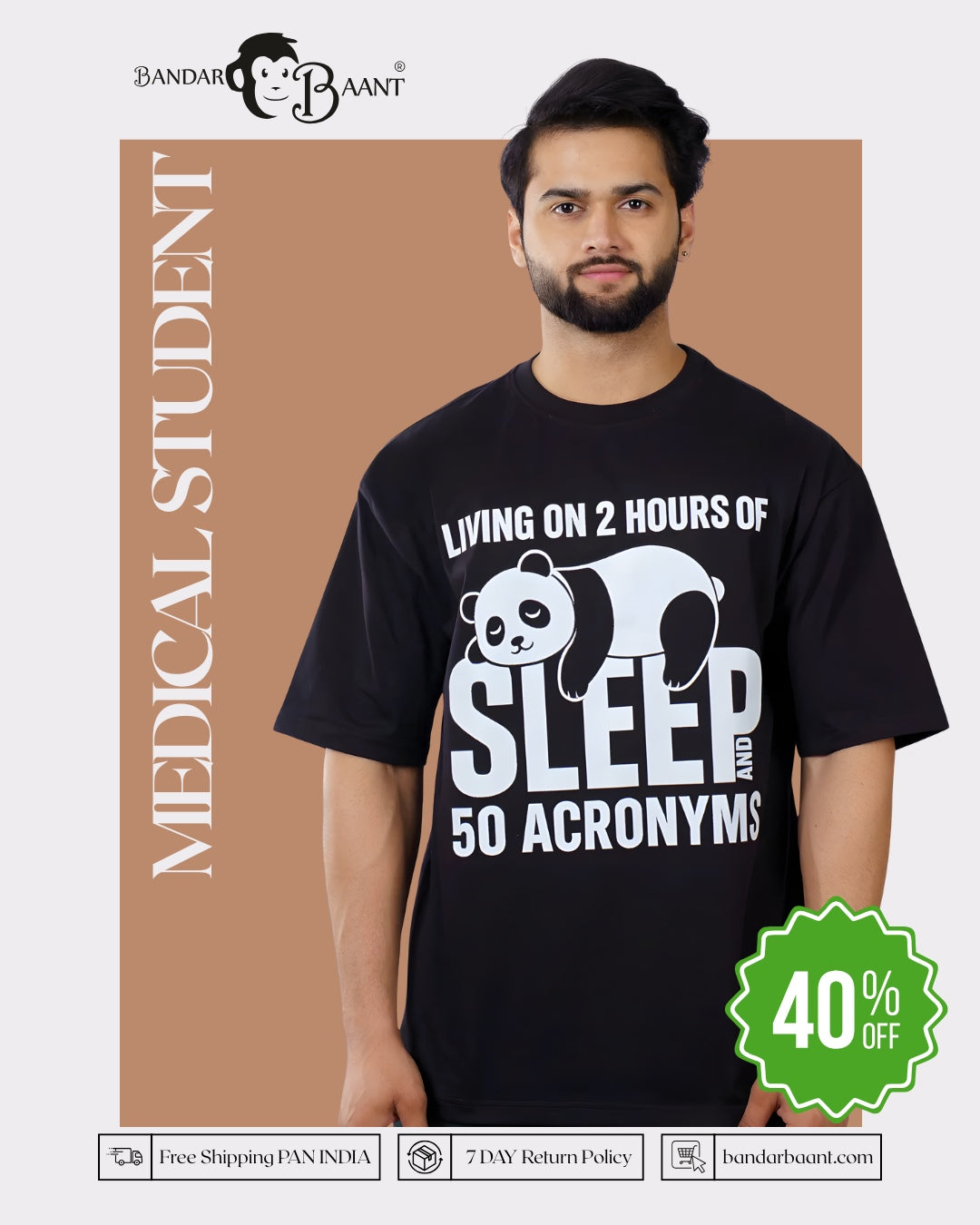 Medical Students | Living on 2 hours of sleep and 50 acronyms | Oversized fit Tshirt
