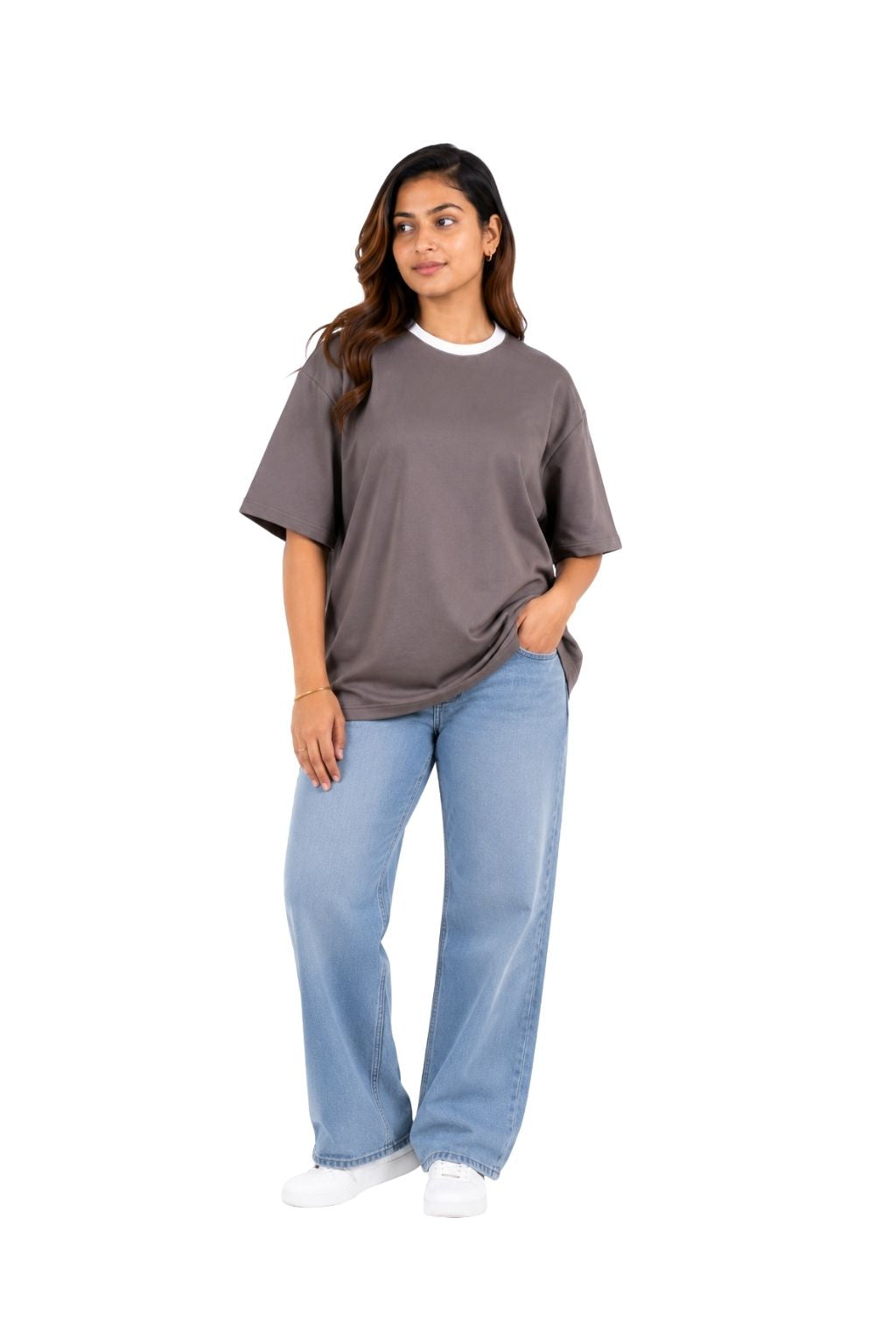 Premium Dark Onion Oversized Plain Tshirt For Women, 240 GSM Fabric
