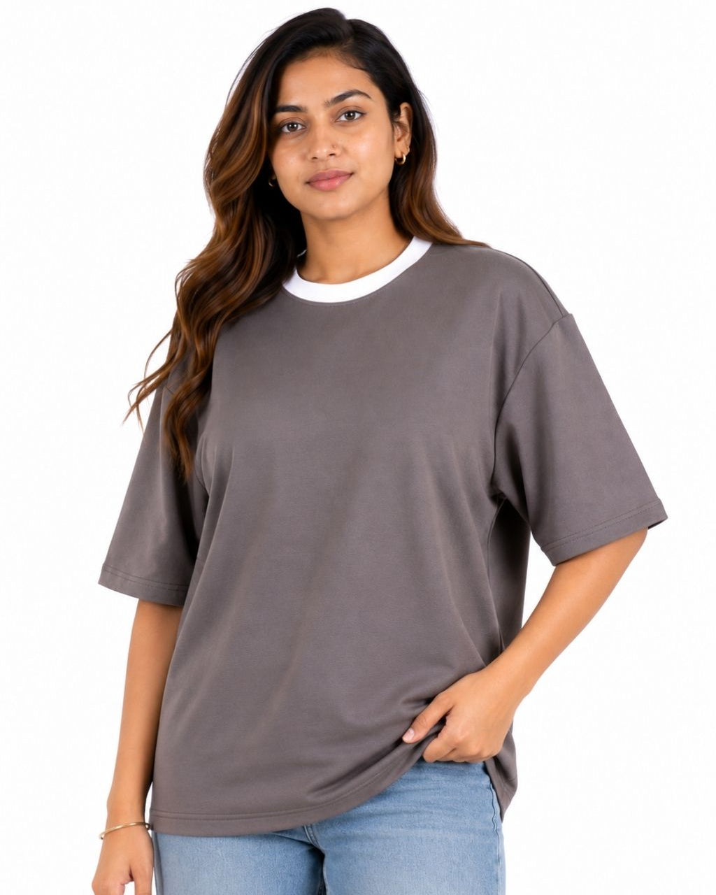 Premium Dark Onion Oversized Plain Tshirt For Women, 240 GSM Fabric
