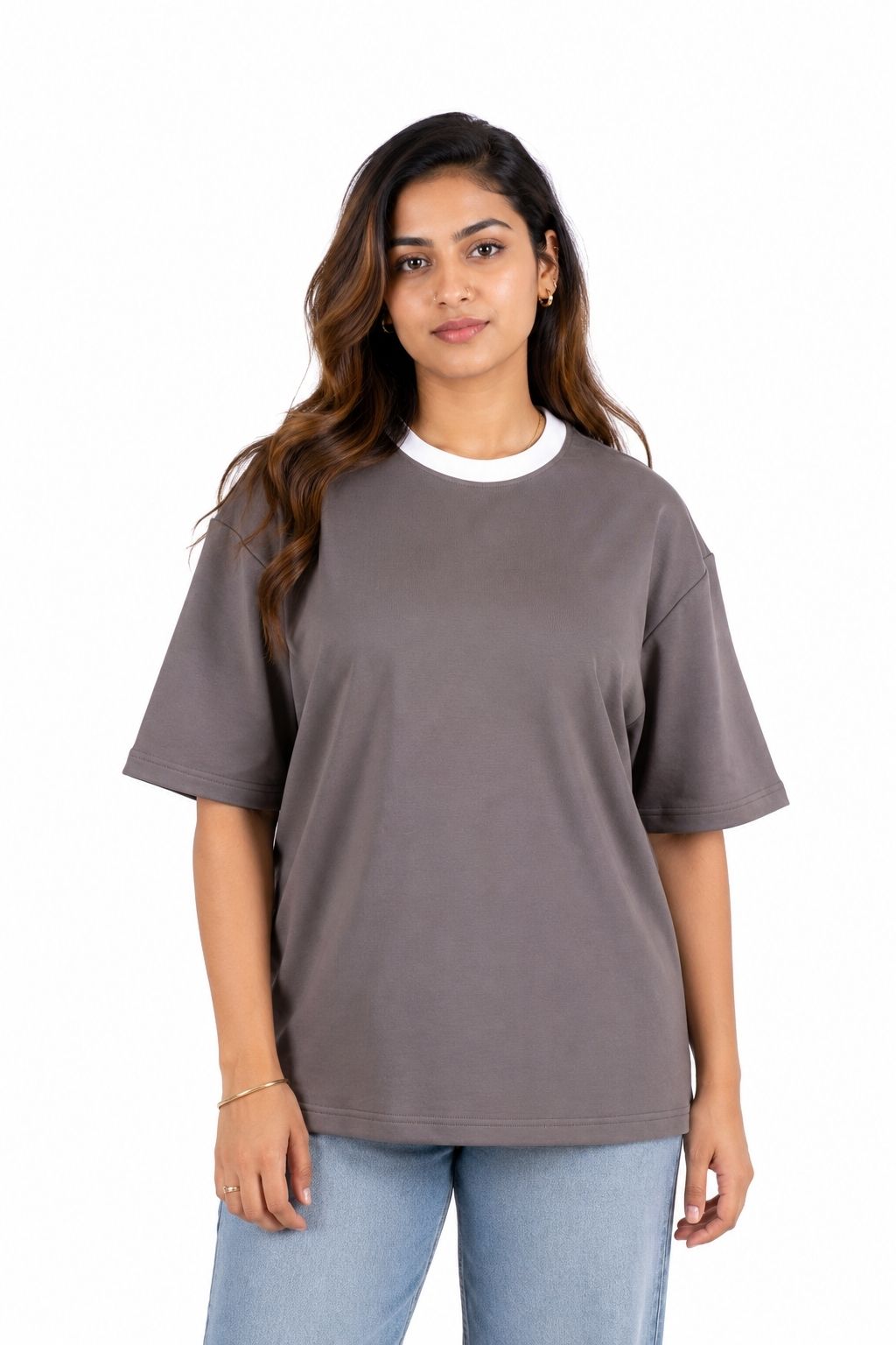 Premium Dark Onion Oversized Plain Tshirt For Women, 240 GSM Fabric
