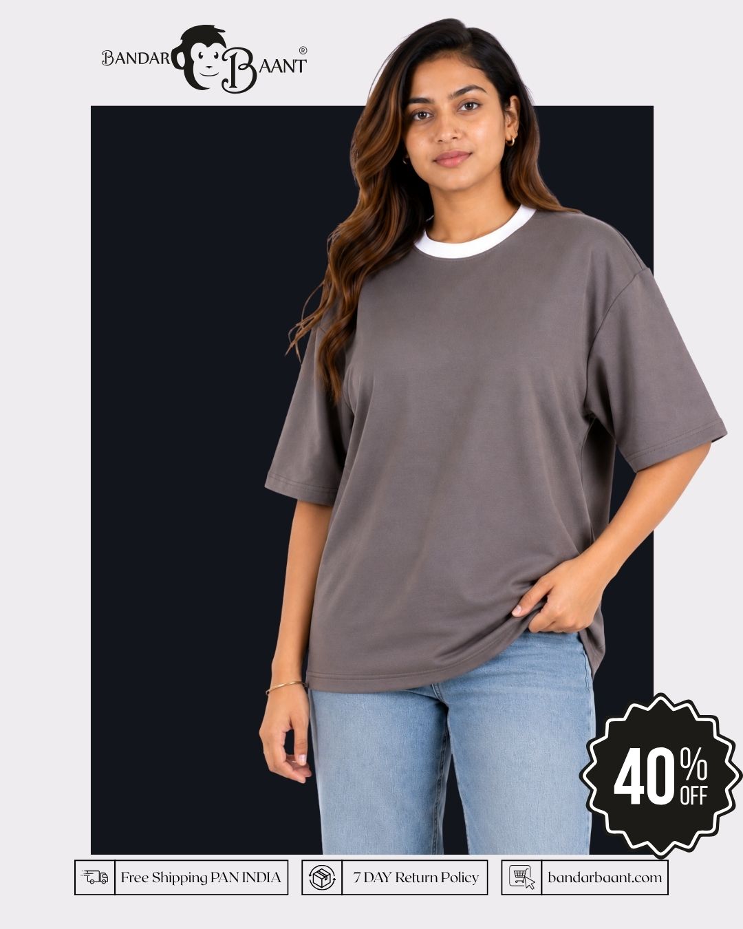 Premium Dark Onion Oversized Plain Tshirt For Women, 240 GSM Fabric