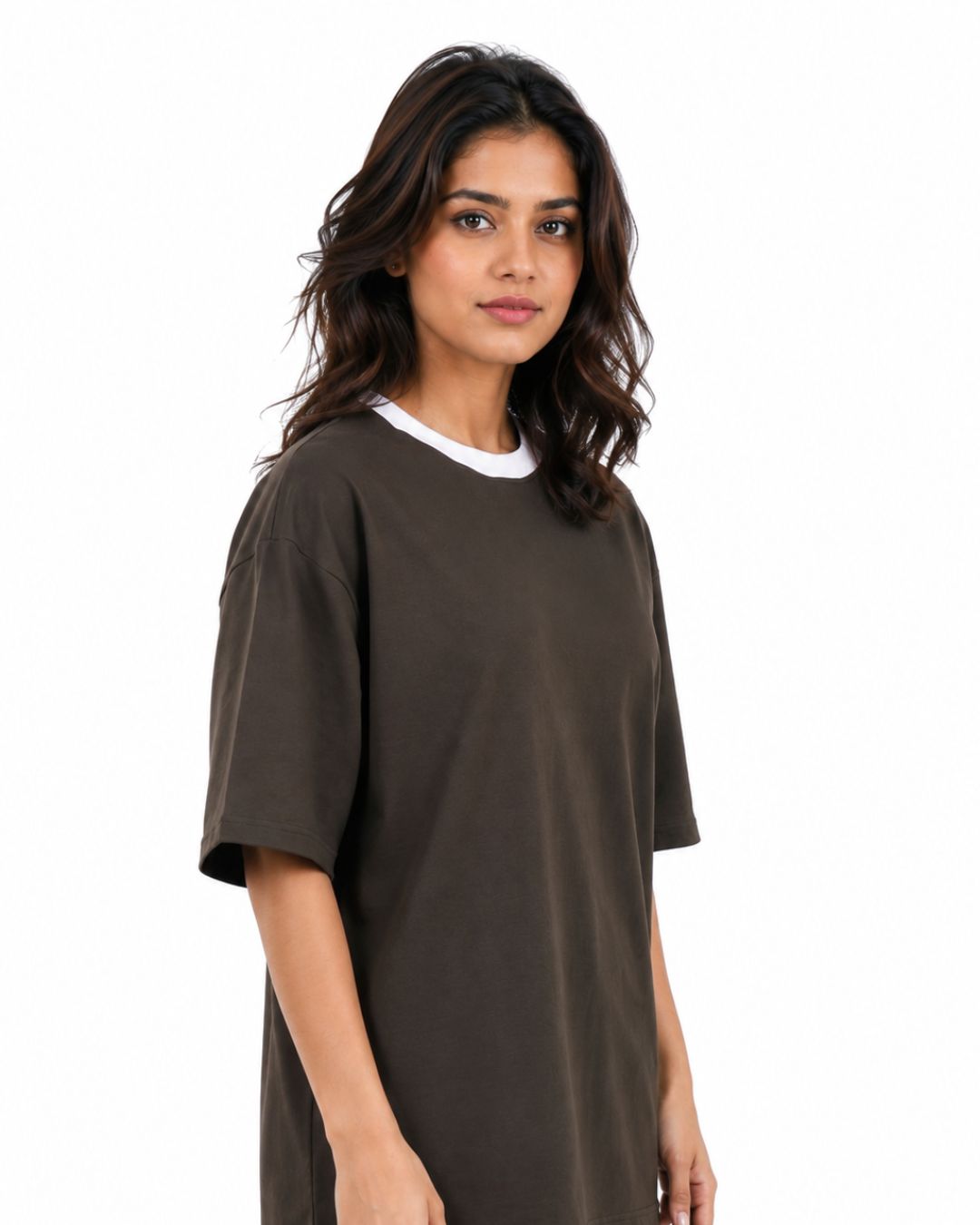 Premium Olive Green Oversized Plain T-Shirt For Women, 240 GSM Fabric