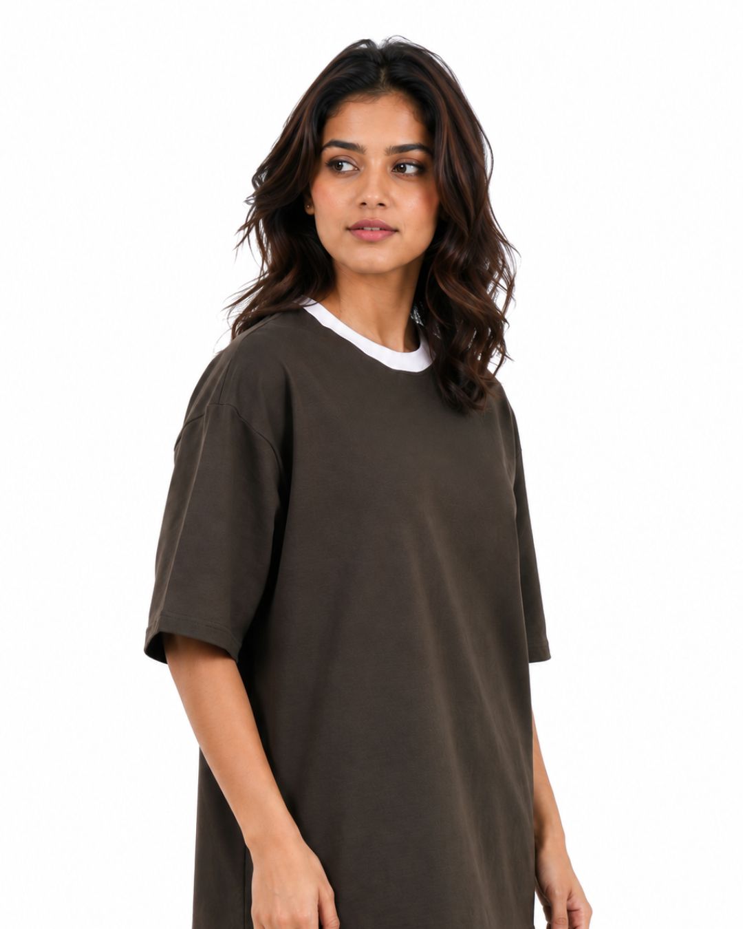 Premium Olive Green Oversized Plain T-Shirt For Women, 240 GSM Fabric