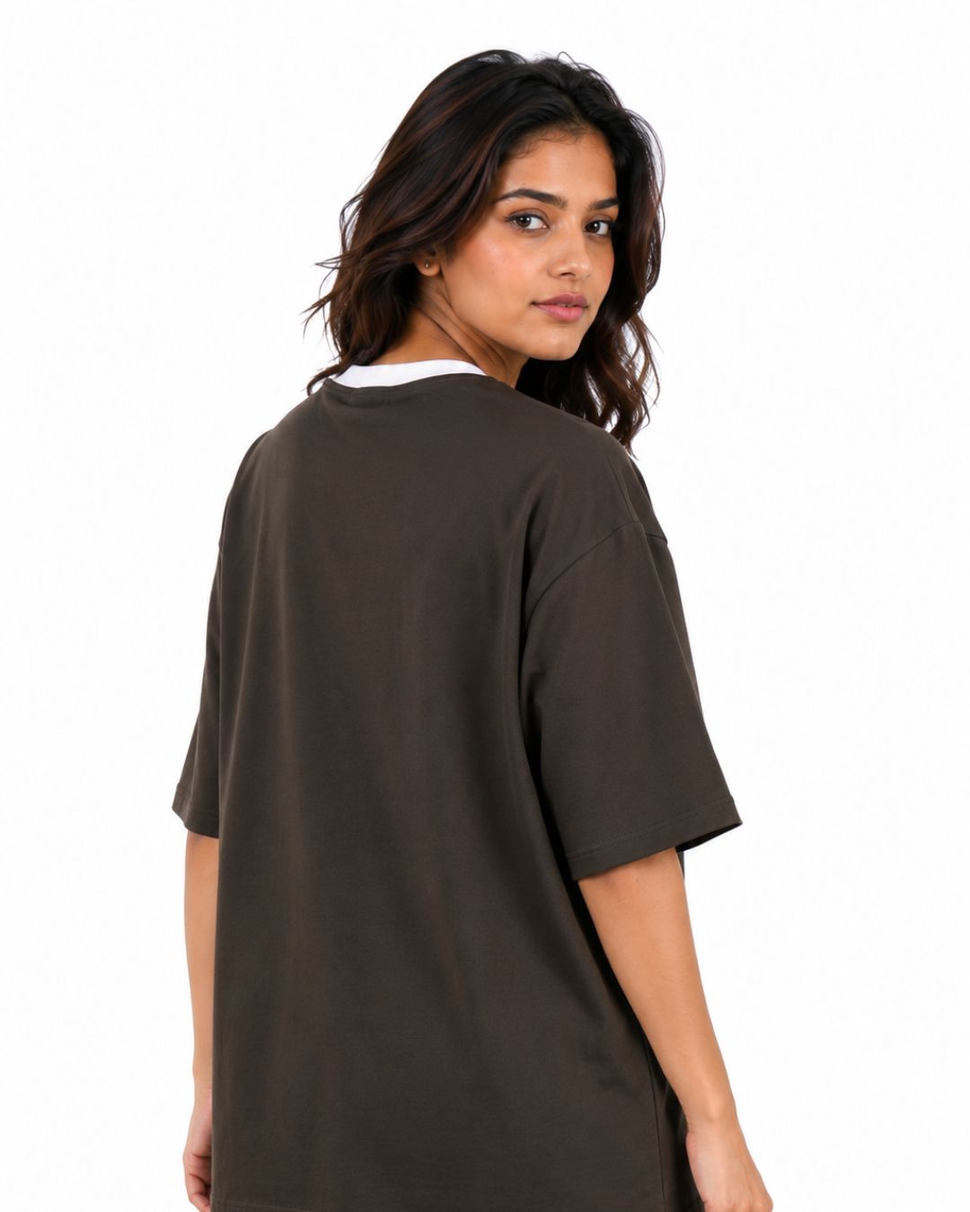 Premium Olive Green Oversized Plain T-Shirt For Women, 240 GSM Fabric
