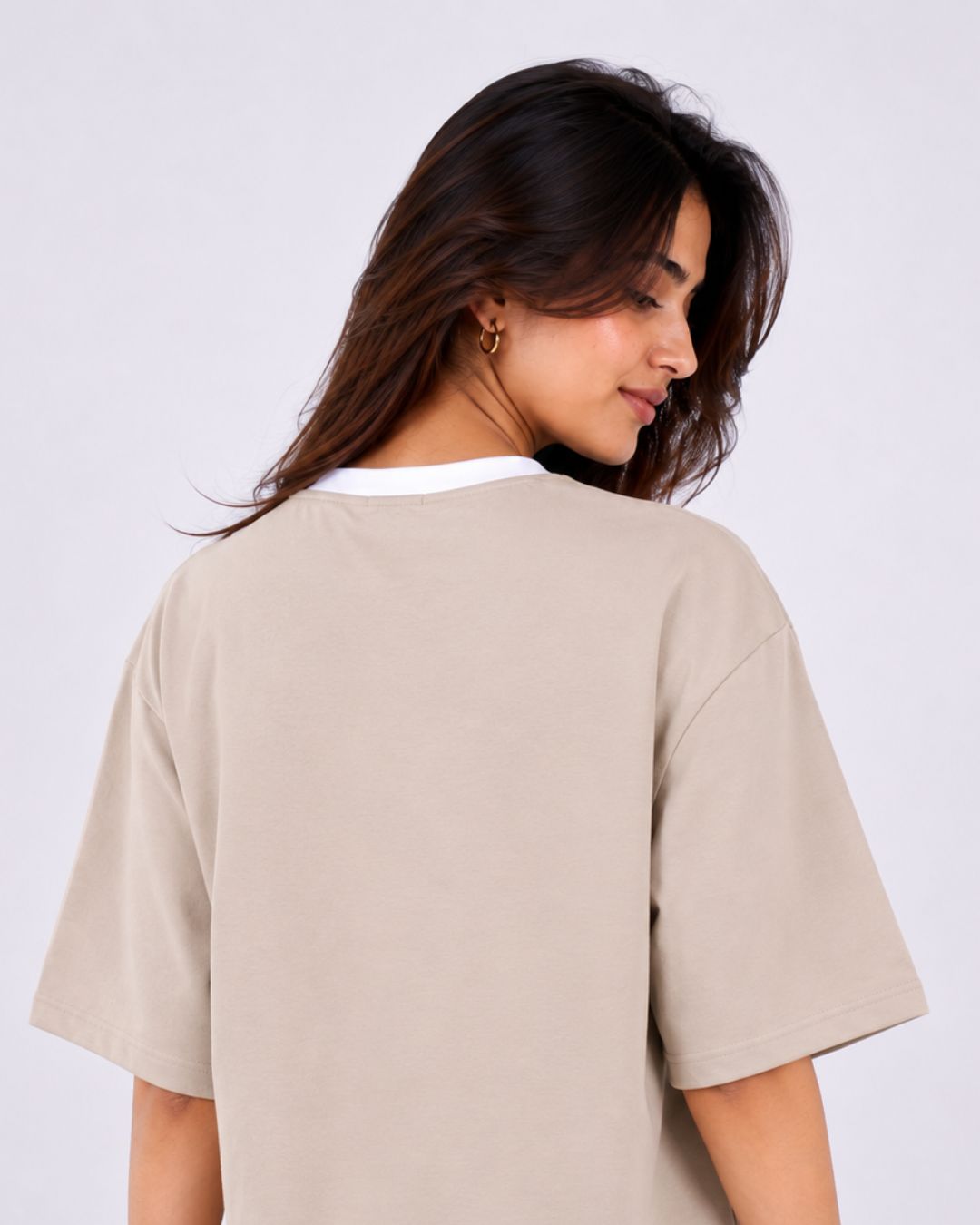 Premium Skin Color Oversized Plain T-Shirt for Women, 240 GSM Fabric