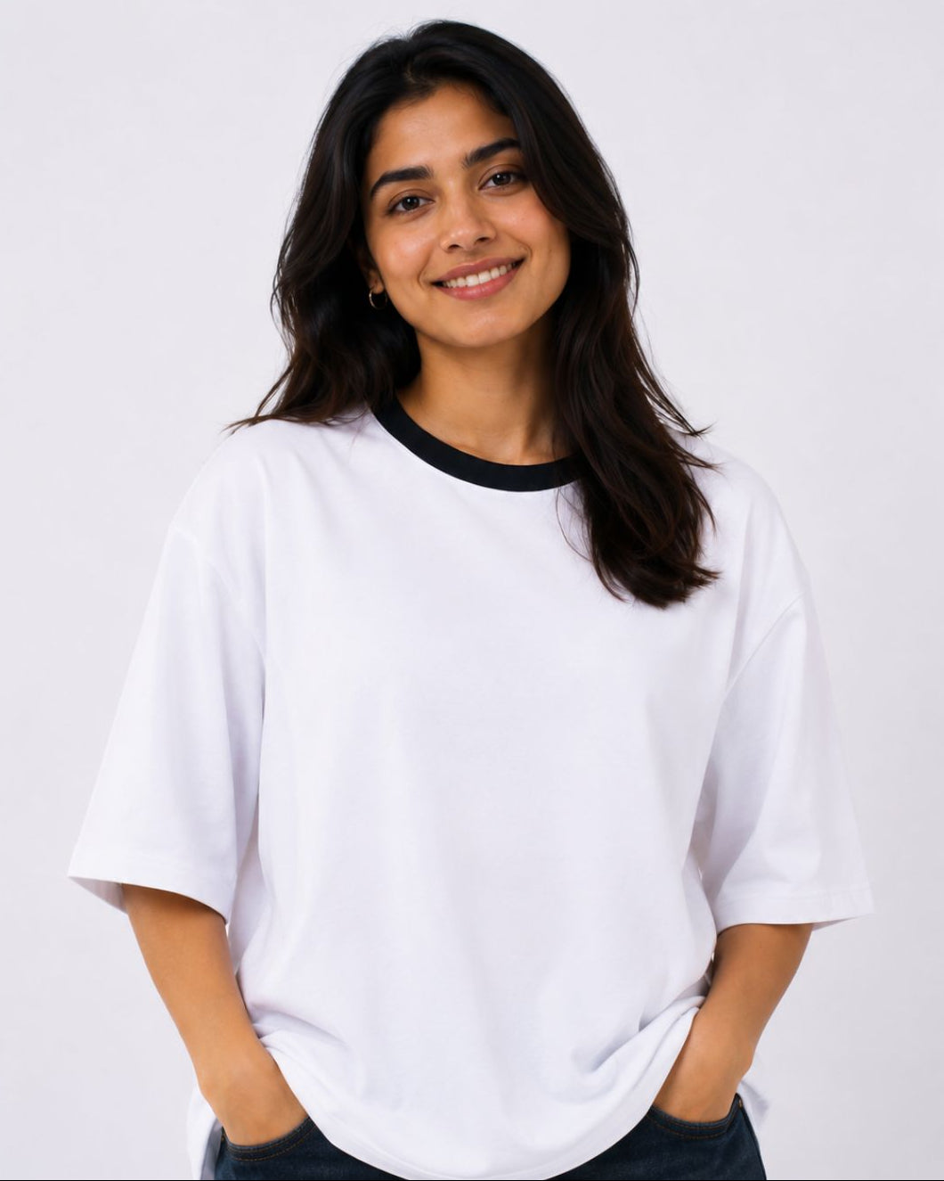 Premium White Oversized Plain T-Shirt for Women, 240 GSM Fabric