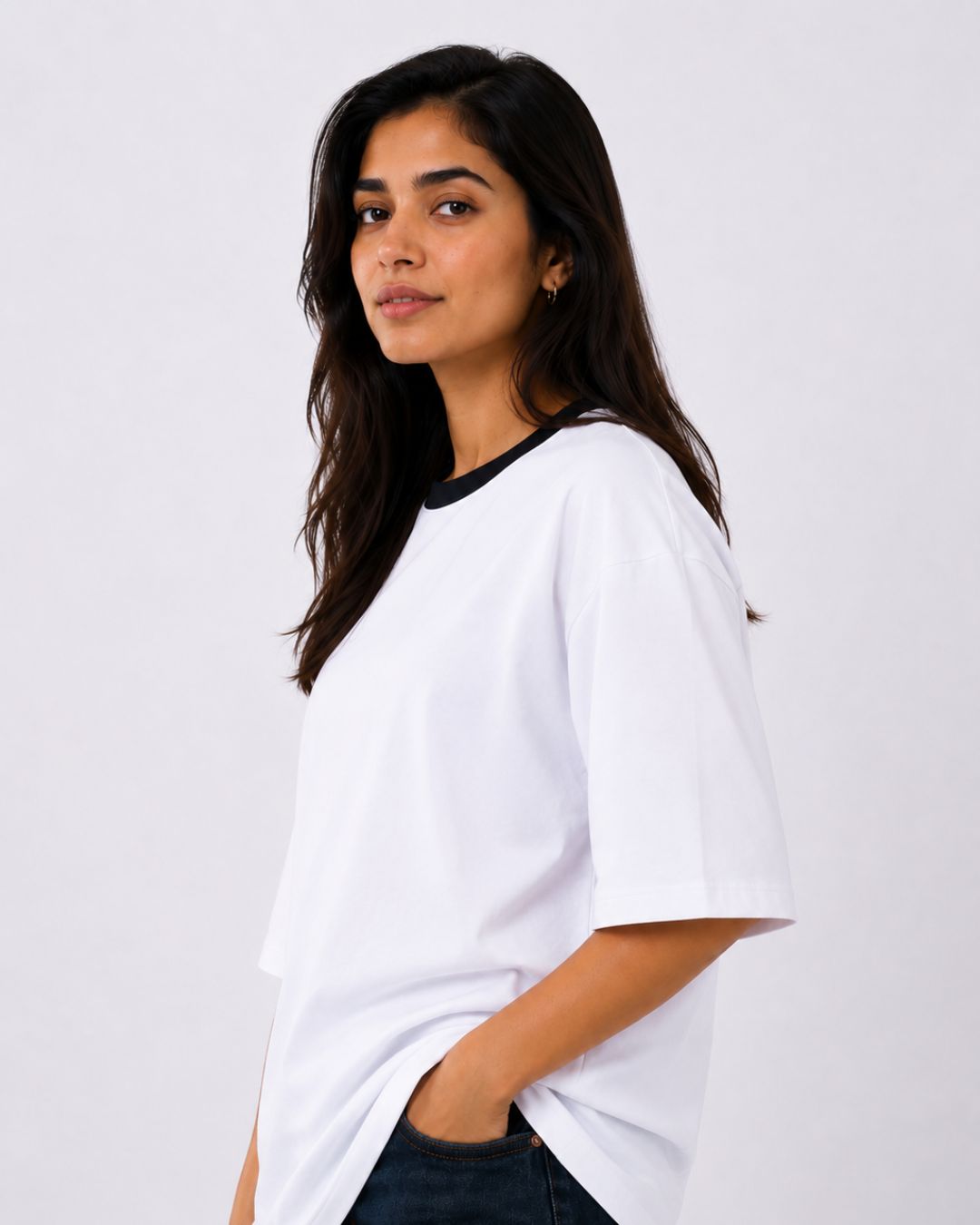 Premium White Oversized Plain T-Shirt for Women, 240 GSM Fabric