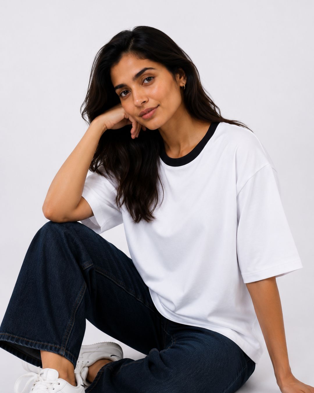 Premium White Oversized Plain T-Shirt for Women, 240 GSM Fabric