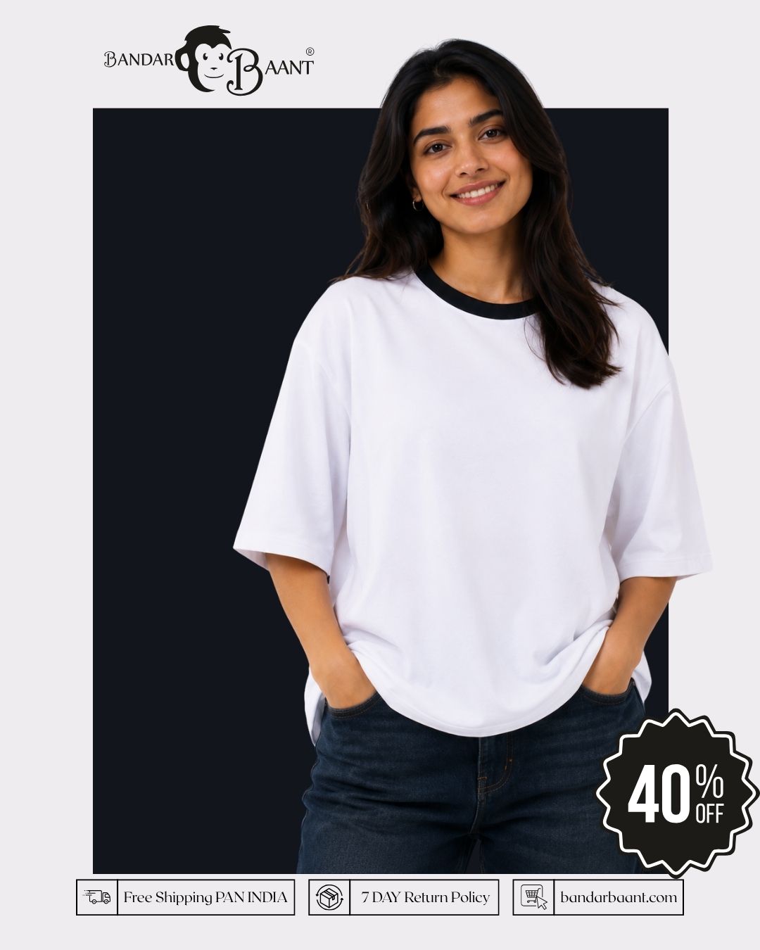 Premium White Oversized Plain T-Shirt for Women, 240 GSM Fabric