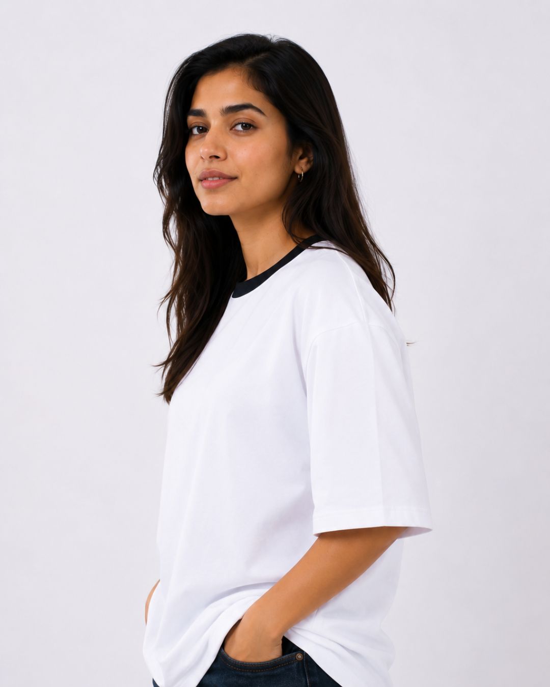 Premium White Oversized Plain T-Shirt for Women, 240 GSM Fabric