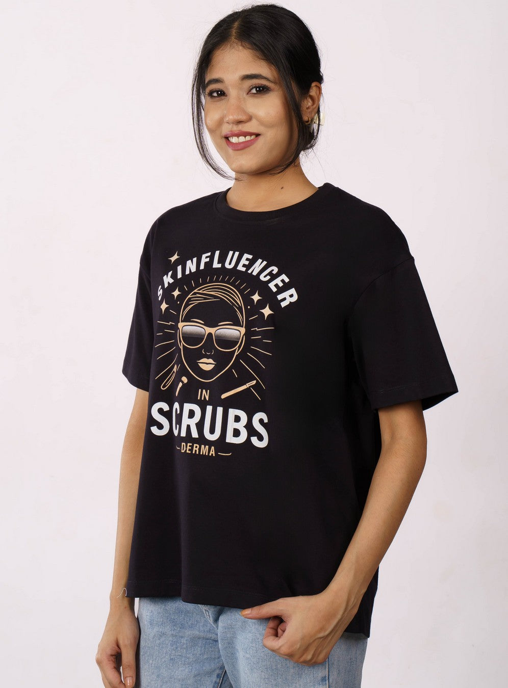 Dermatologist  | Skinfluencer in Scrubs | Oversized fit Tshirt