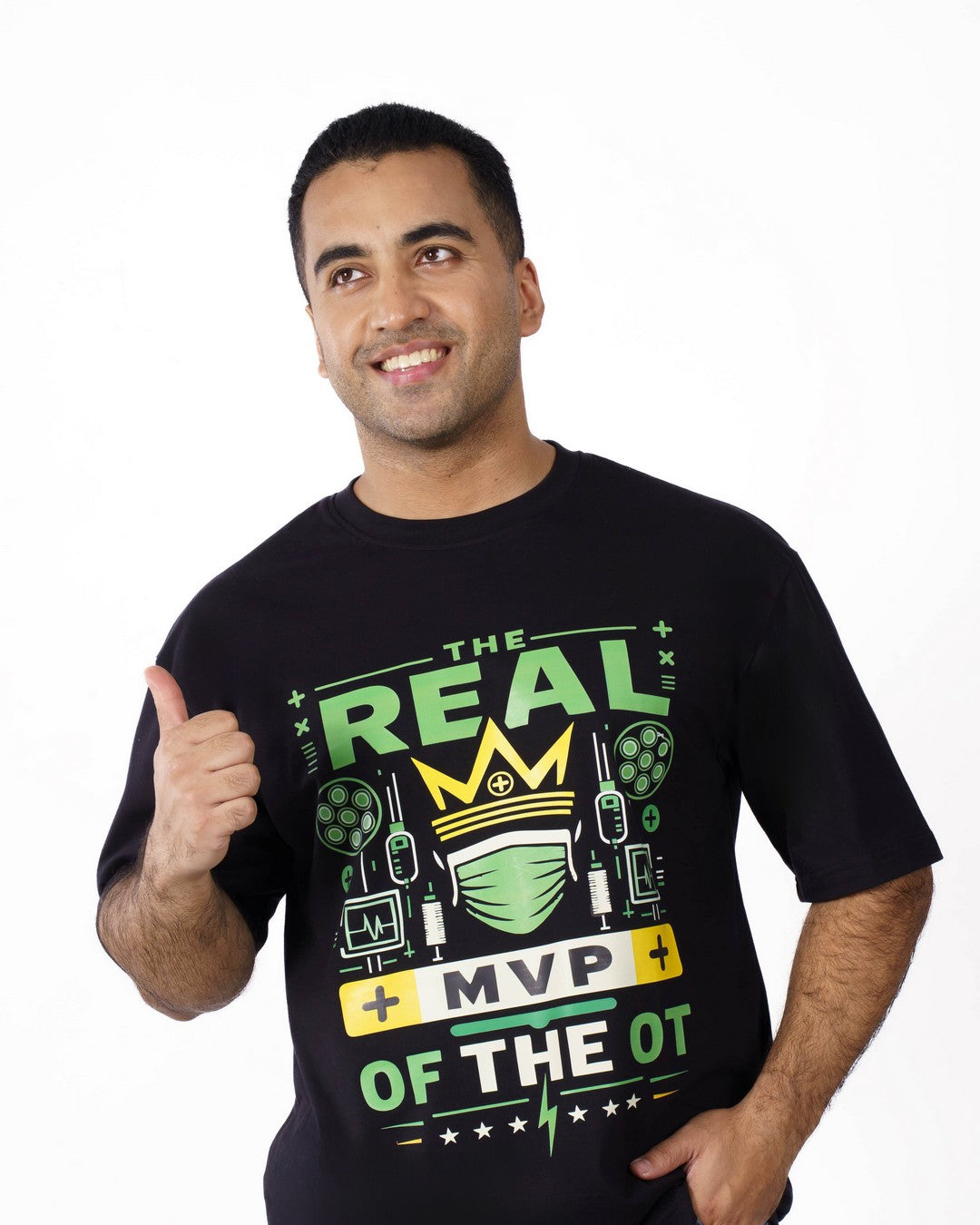 Anesthetist Graphic T Shirt For Men oversized fit black tee with medical themed print and crown design