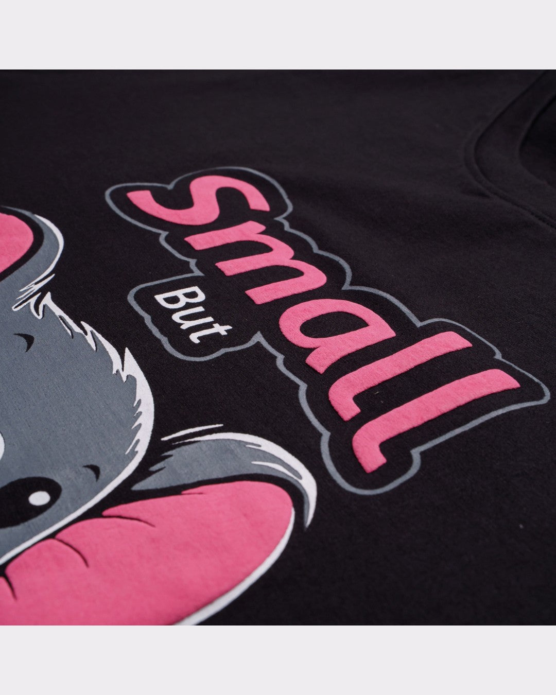 Black Animal Archetype Oversized T-Shirt For Men featuring a cute animal graphic with pink and gray accents