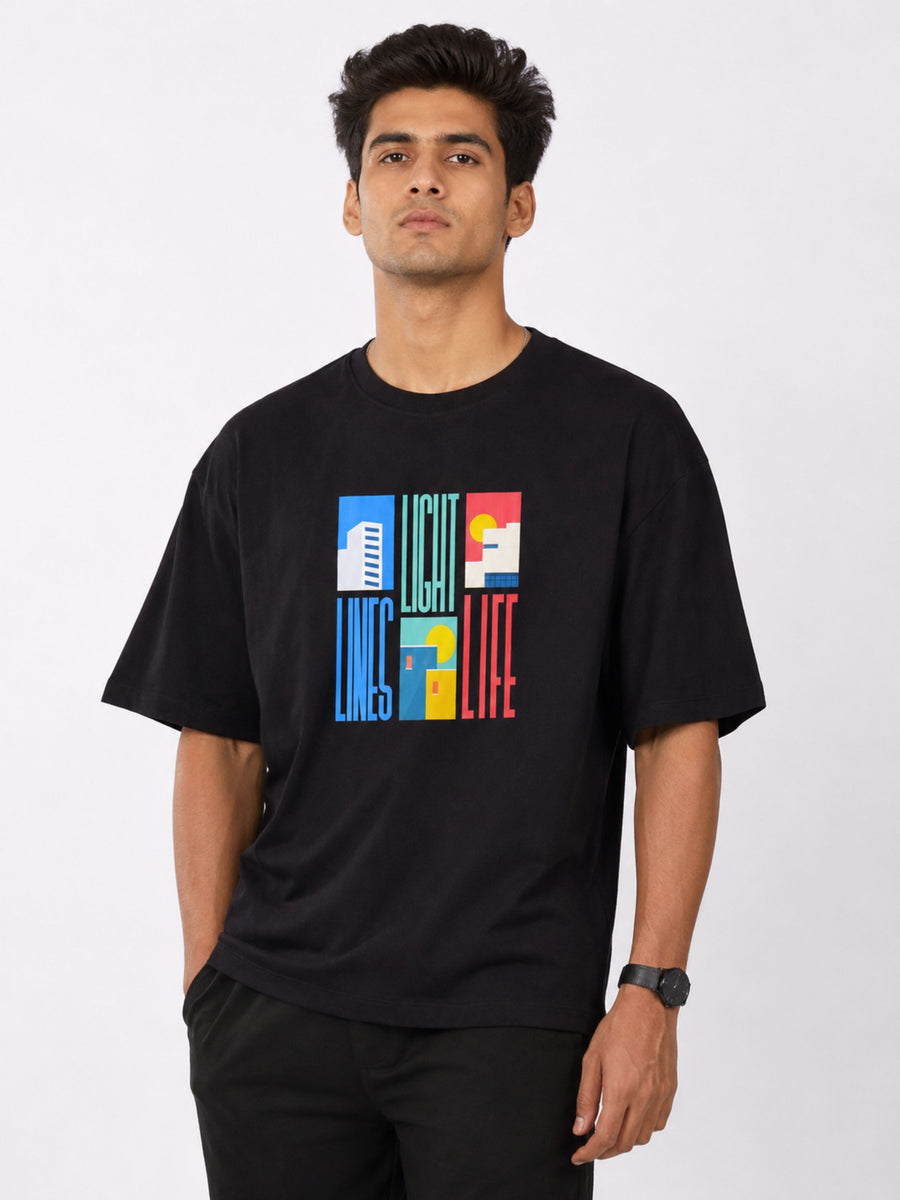 Black oversized fit Architect Printed T-shirt For Men with I Sell Solutions graphic print by Bandar Baant Collections