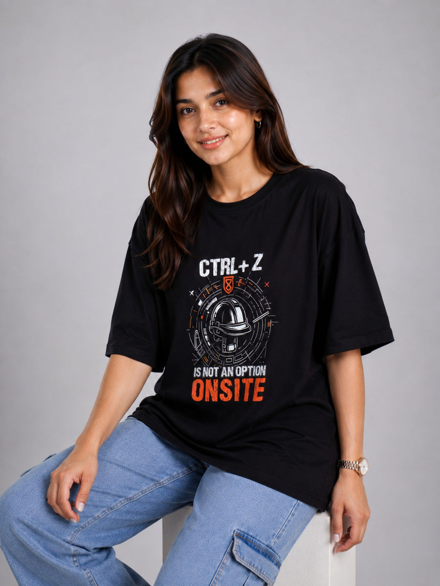 Black oversized fit Tshirt by Bandar Baant Collections featuring Architect Trendy T-shirt For Women graphic print