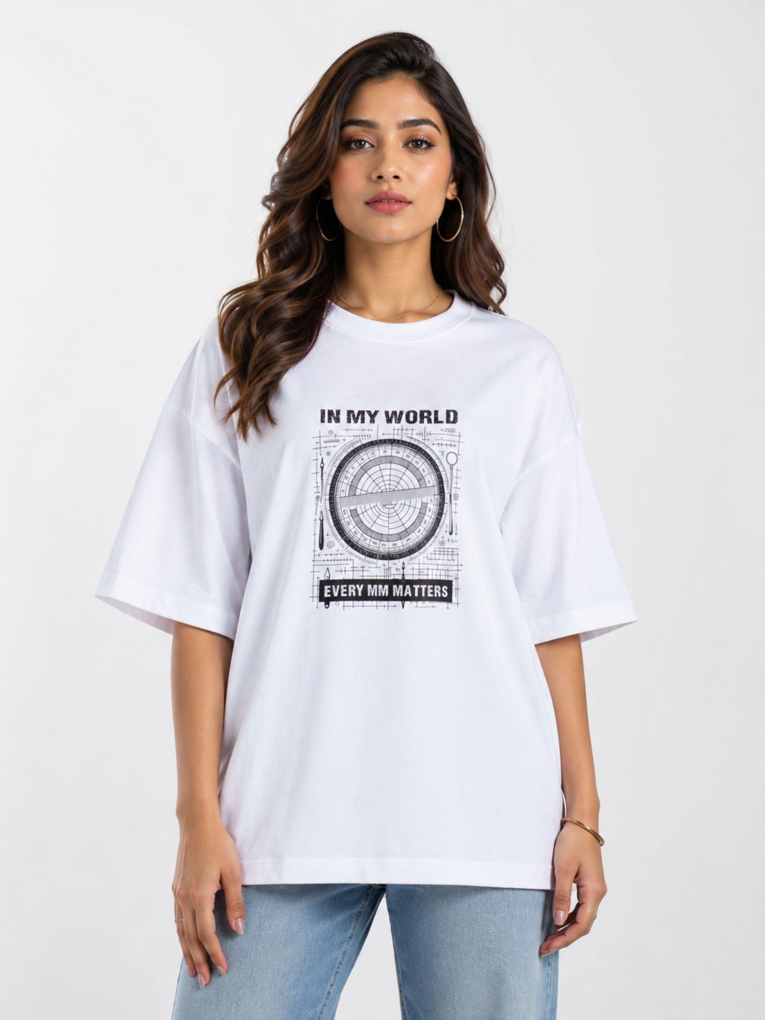 Black oversized fit Architect Tshirt For Women from Bandar Baant Collections worn by model