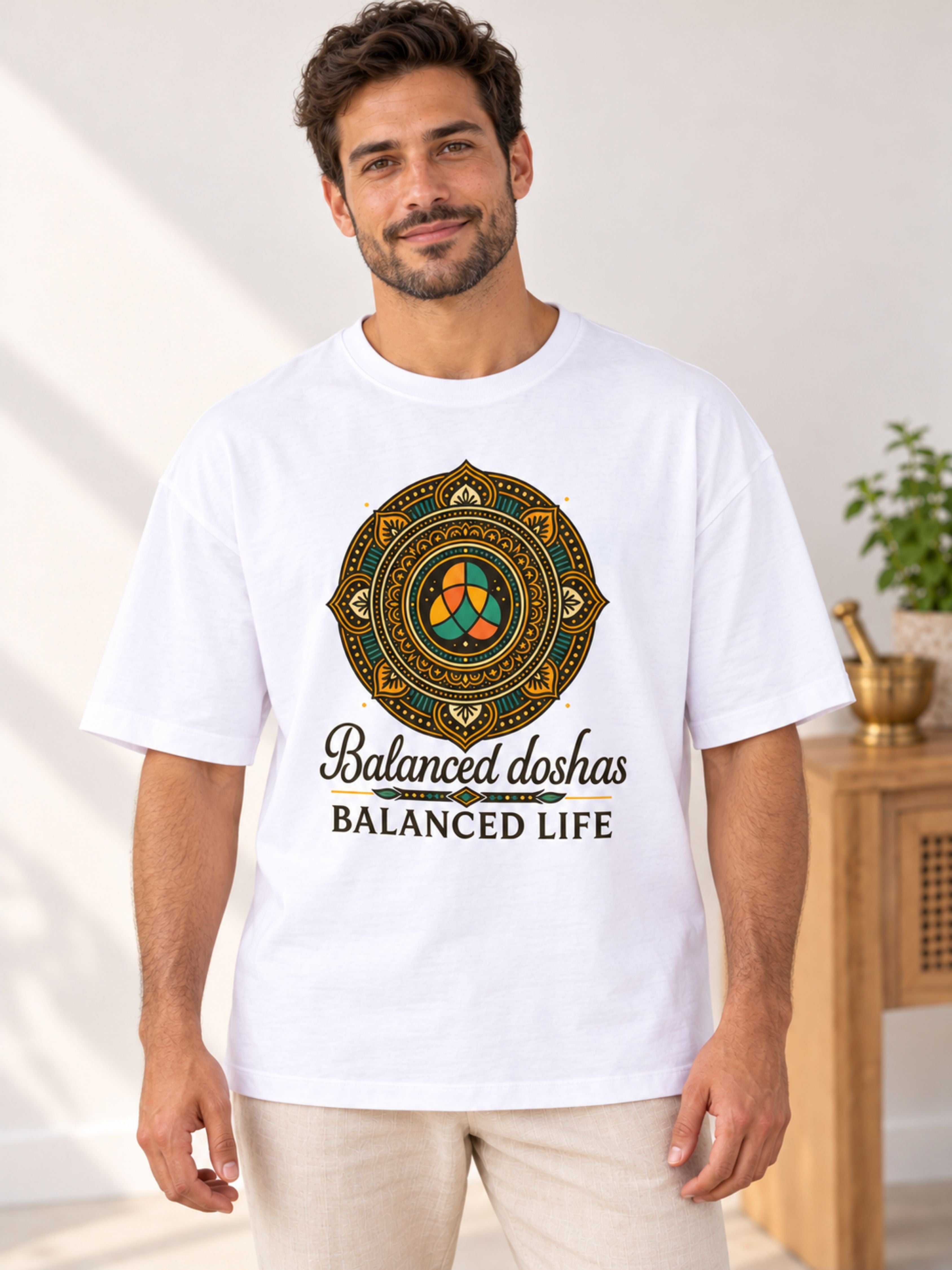 Bandar Baant Collections oversized fit Ayurvedic Doctor Statement Tshirt For Men with balanced doshas design