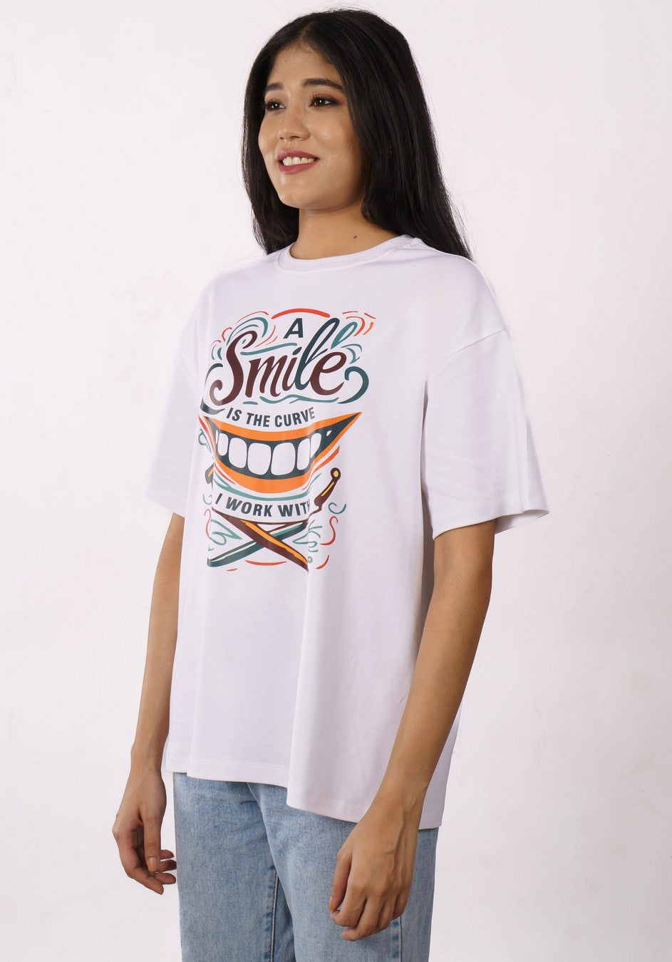 Dentist | A Smile is the Curve I Work With | Oversized fit Tshirt