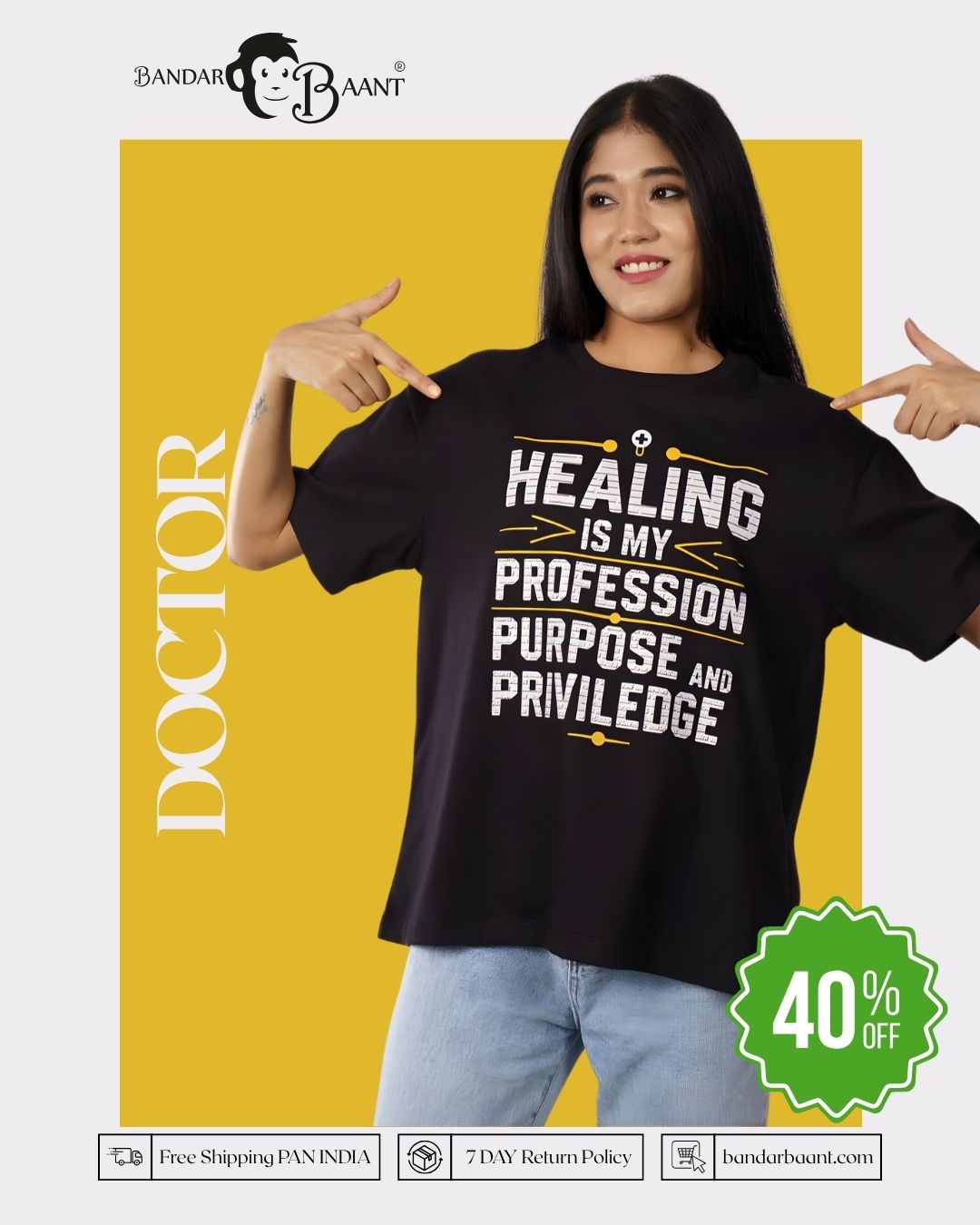 Doctor | Healing is my Profession, Purpose & Priviledge | Oversized fit Tshirt