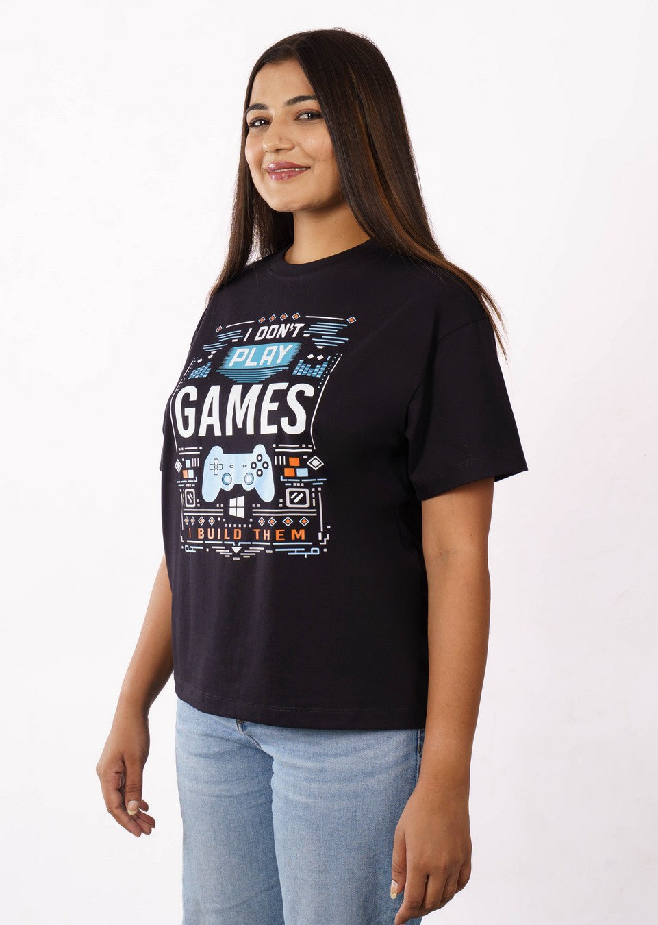 Game Developer | I don’t play games-I build them | Oversized fit Tshirt