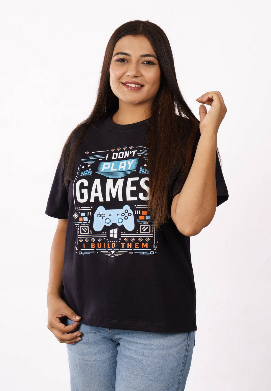 Game Developer | I don’t play games-I build them | Oversized fit Tshirt