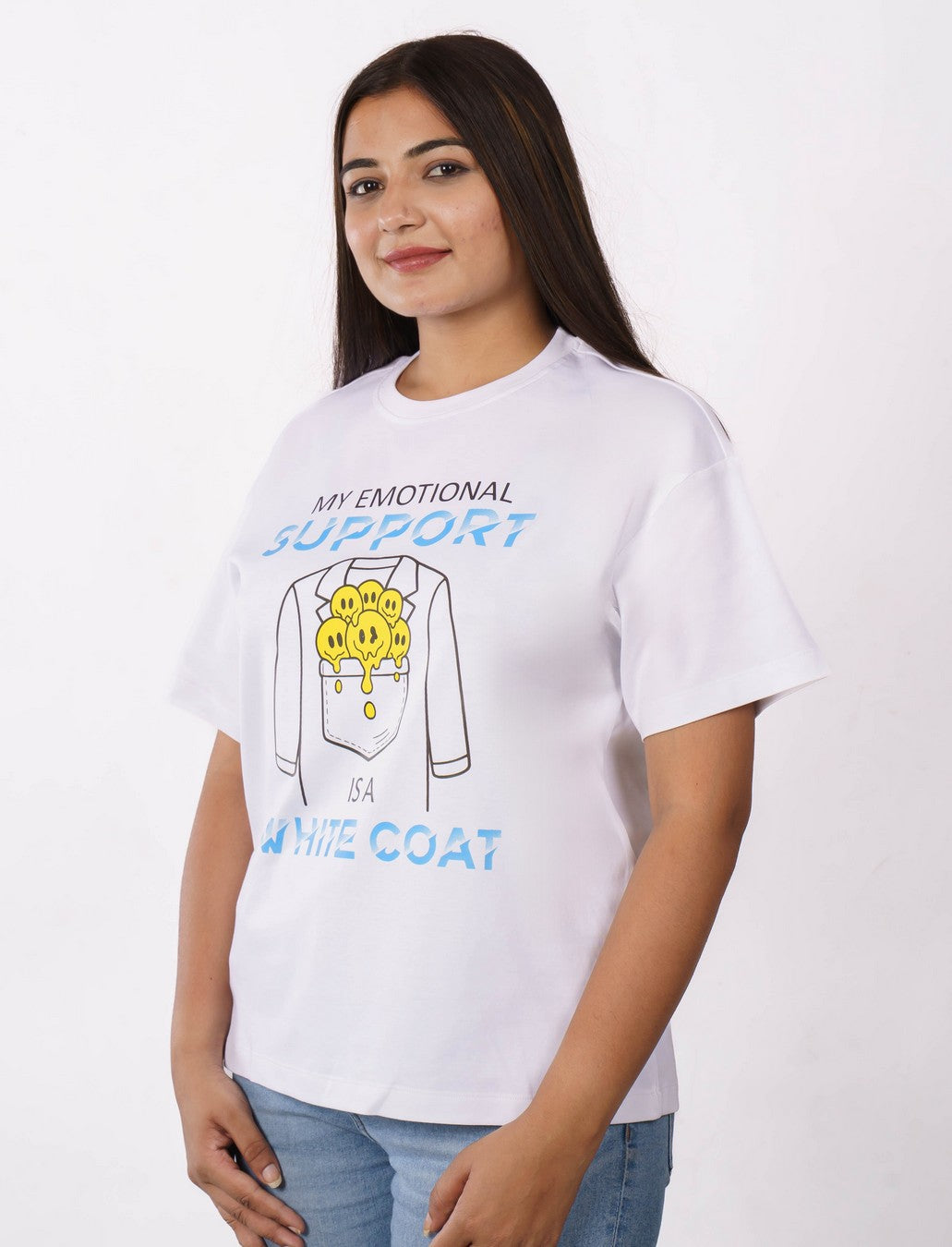 Medical Students | My emotional support is a white coat | Oversized fit Tshirt