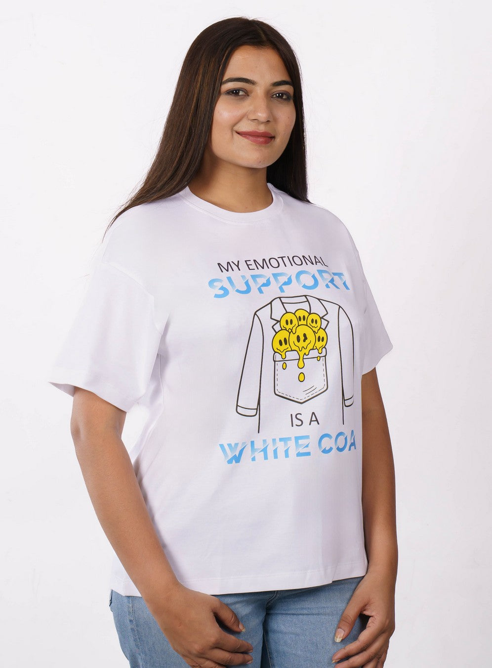 Medical Students | My emotional support is a white coat | Oversized fit Tshirt