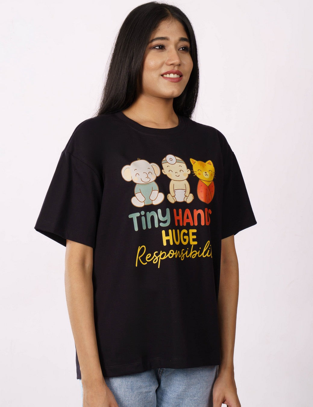 Paediatrician | Tiny Hands. Huge Responsibility. | Oversized fit Tshirt