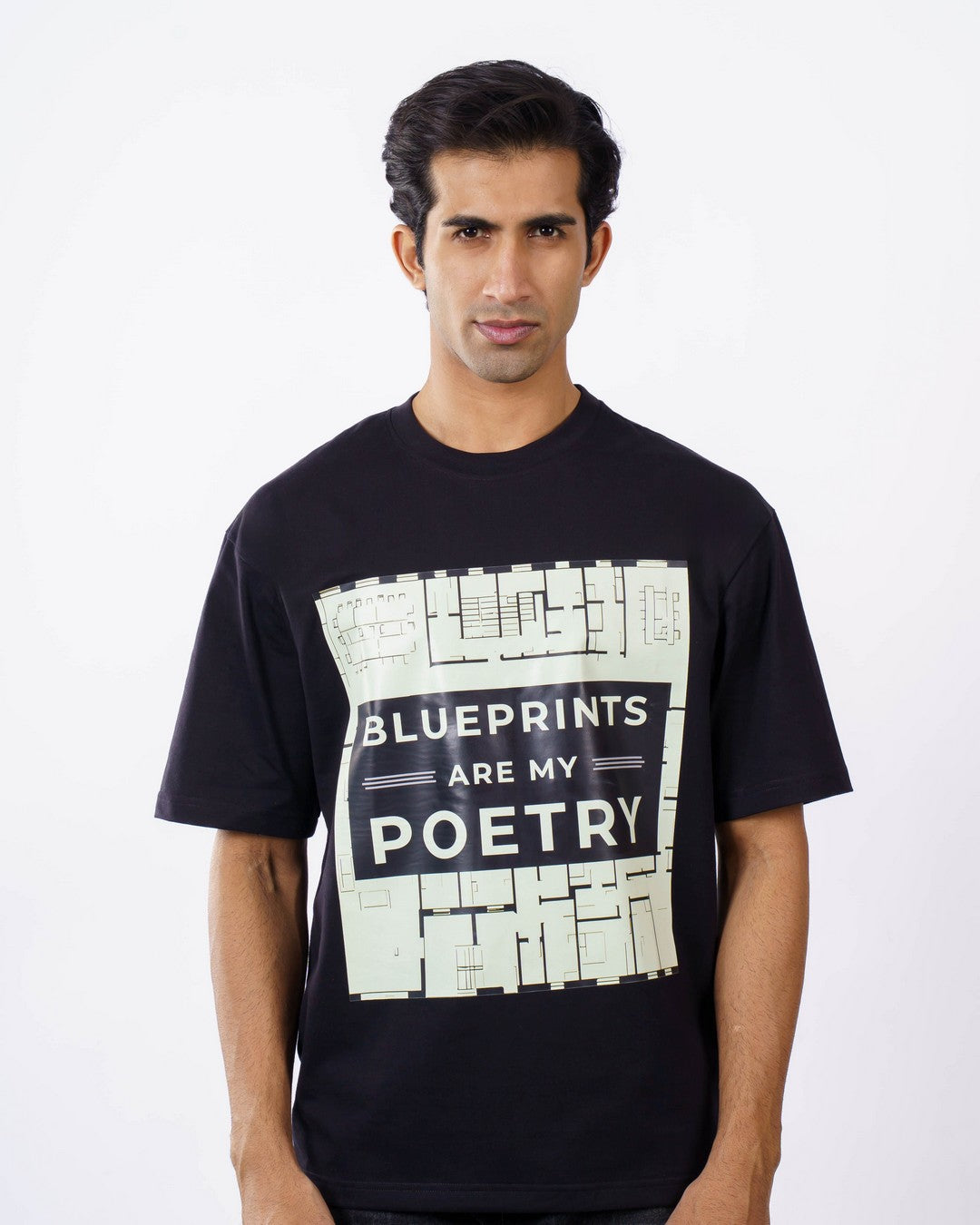 Blueprints Poetry Architect Oversized Printed Tshirt For Men 1